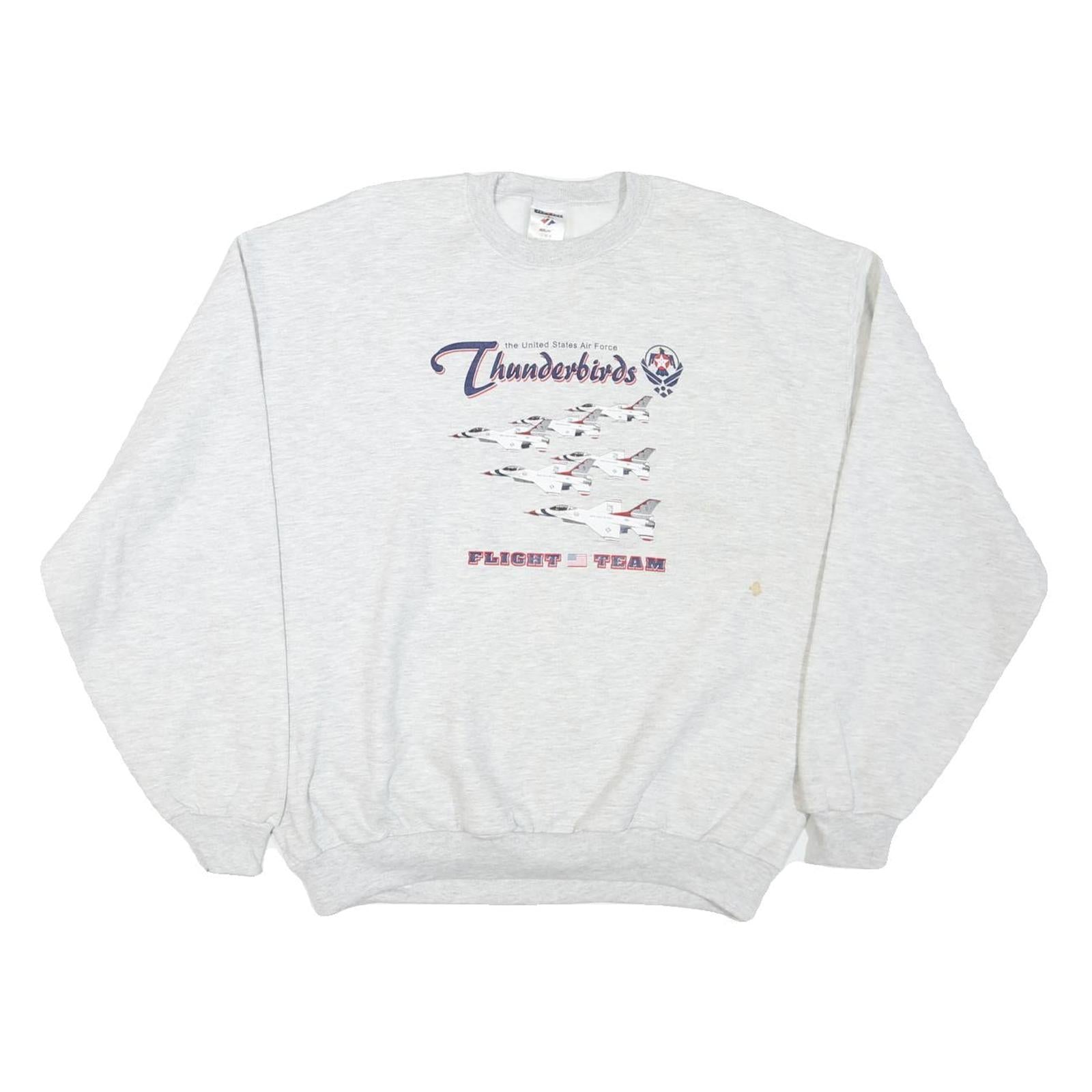 JERZEES Mens Grey Thunderbirds Flight Team Crew Neck L Cotton Blend Sweatshirt Refurbished - N/A refurbished available on Cerqular