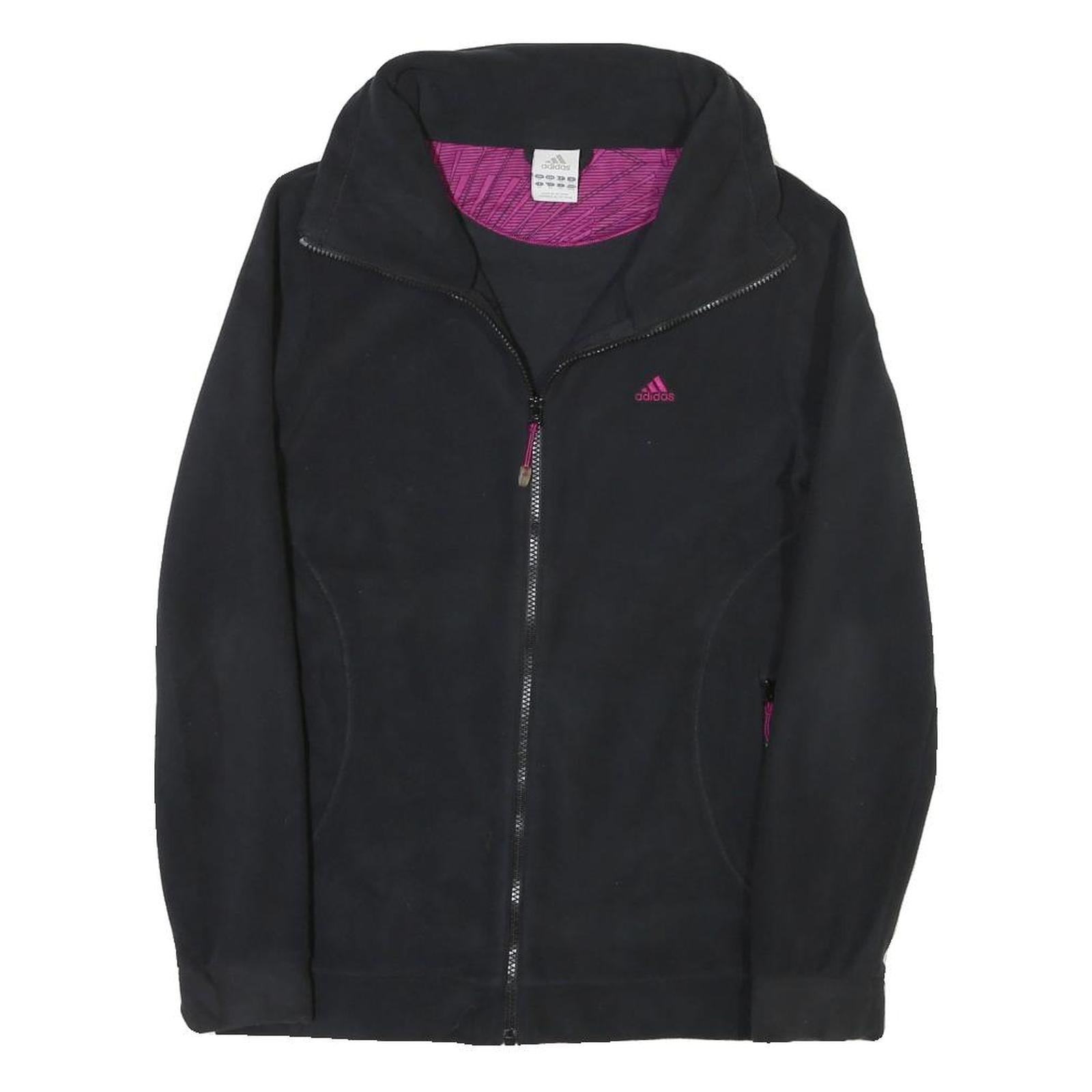 ADIDAS Womens Black & Pink Zip Jacket M Polyester Blend Plain Sports Activewear Refurbished - N/A refurbished available on Cerqular