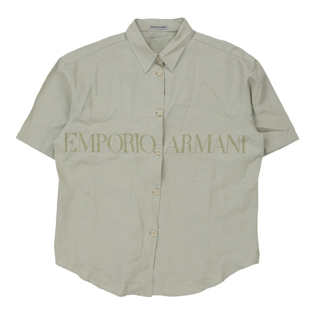 Emporio Armani Spellout Short Sleeve Shirt - Large Green Cotton Blend Refurbished - Thrifted (note: this is a term often used to describe second- refurbished available on Cerqular