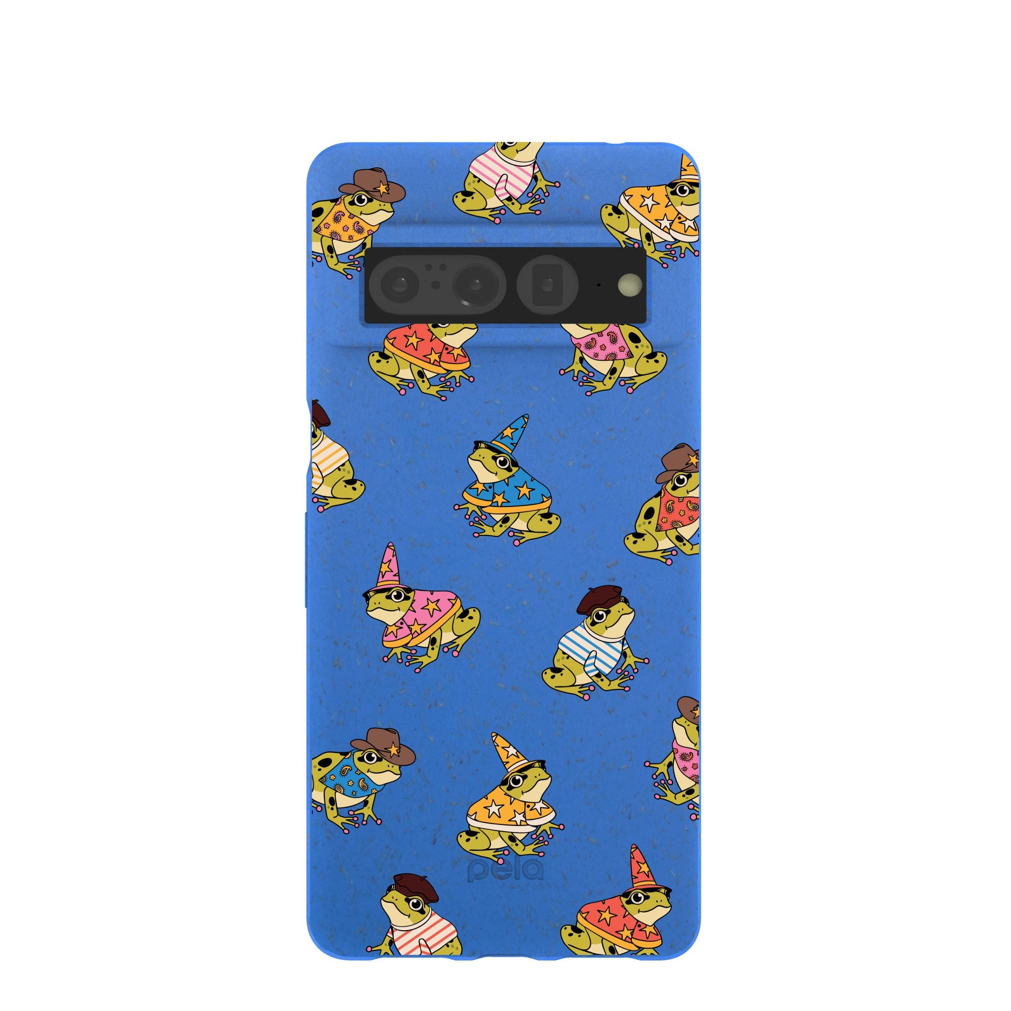 Electric Blue Fancy Frogs Google Pixel 7 Pro Case Refurbished - Pela Case refurbished available on Cerqular