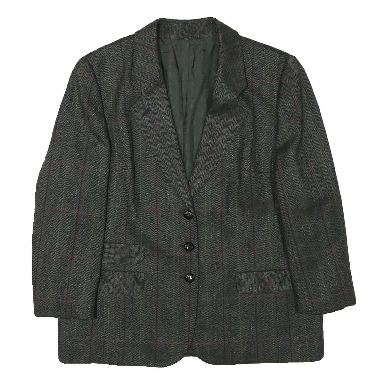 HENSEL AND MORTENSEN Womens Grey Wool Classic Jacket M Herringbone Check Pattern Refurbished - N/A refurbished available on Cerqular
