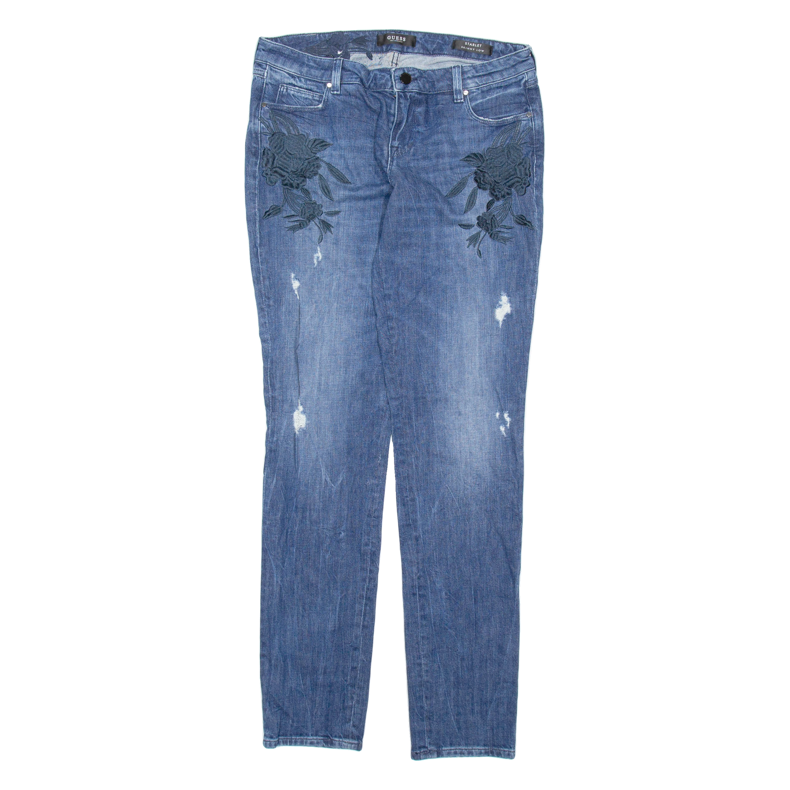 GUESS Floral Mens Jeans Blue Regular Straight W30 L32 Refurbished - N/A refurbished available on Cerqular