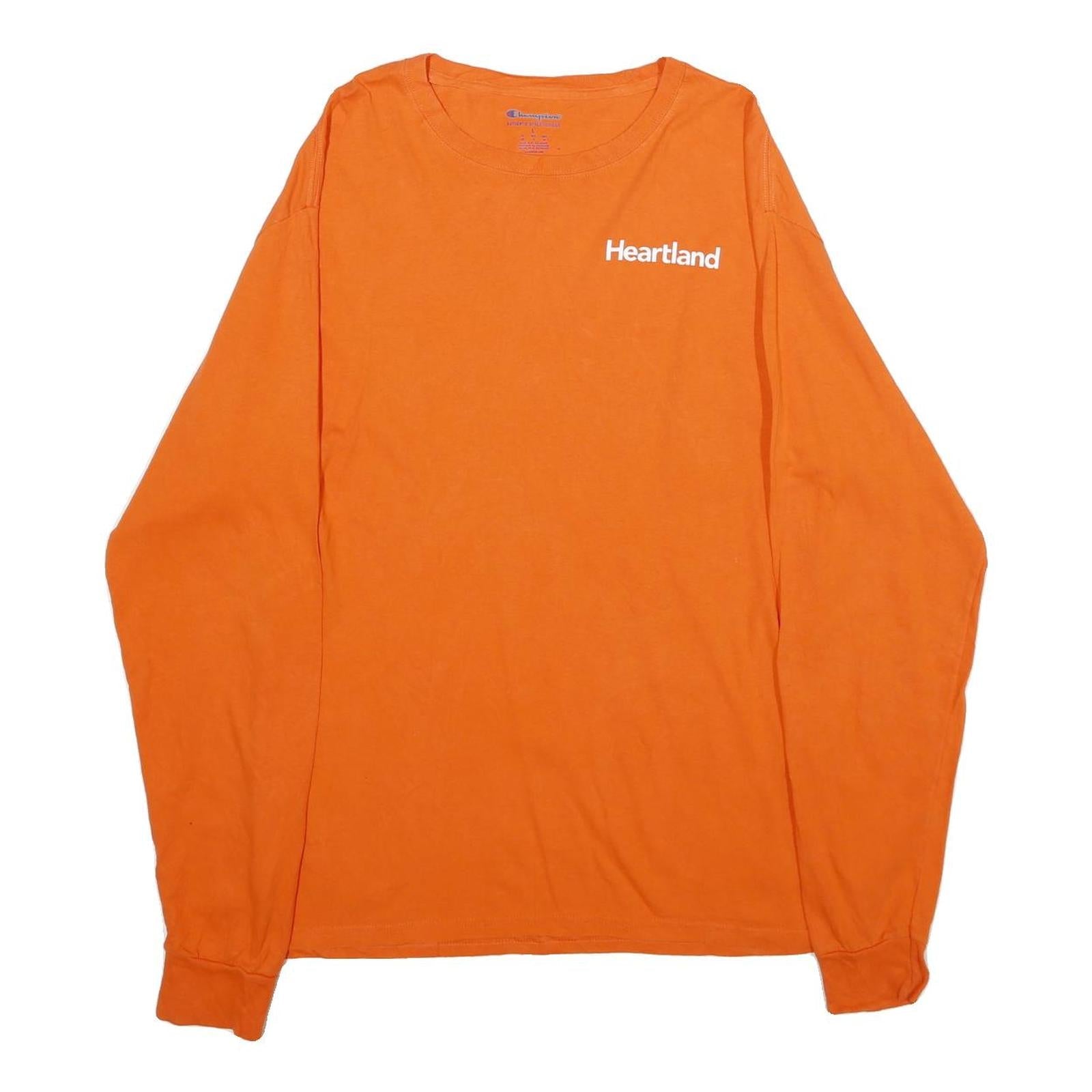 CHAMPION Mens Orange Heartland Graphic Long Sleeve Crew Neck T-Shirt L Casual Refurbished - N/A refurbished available on Cerqular