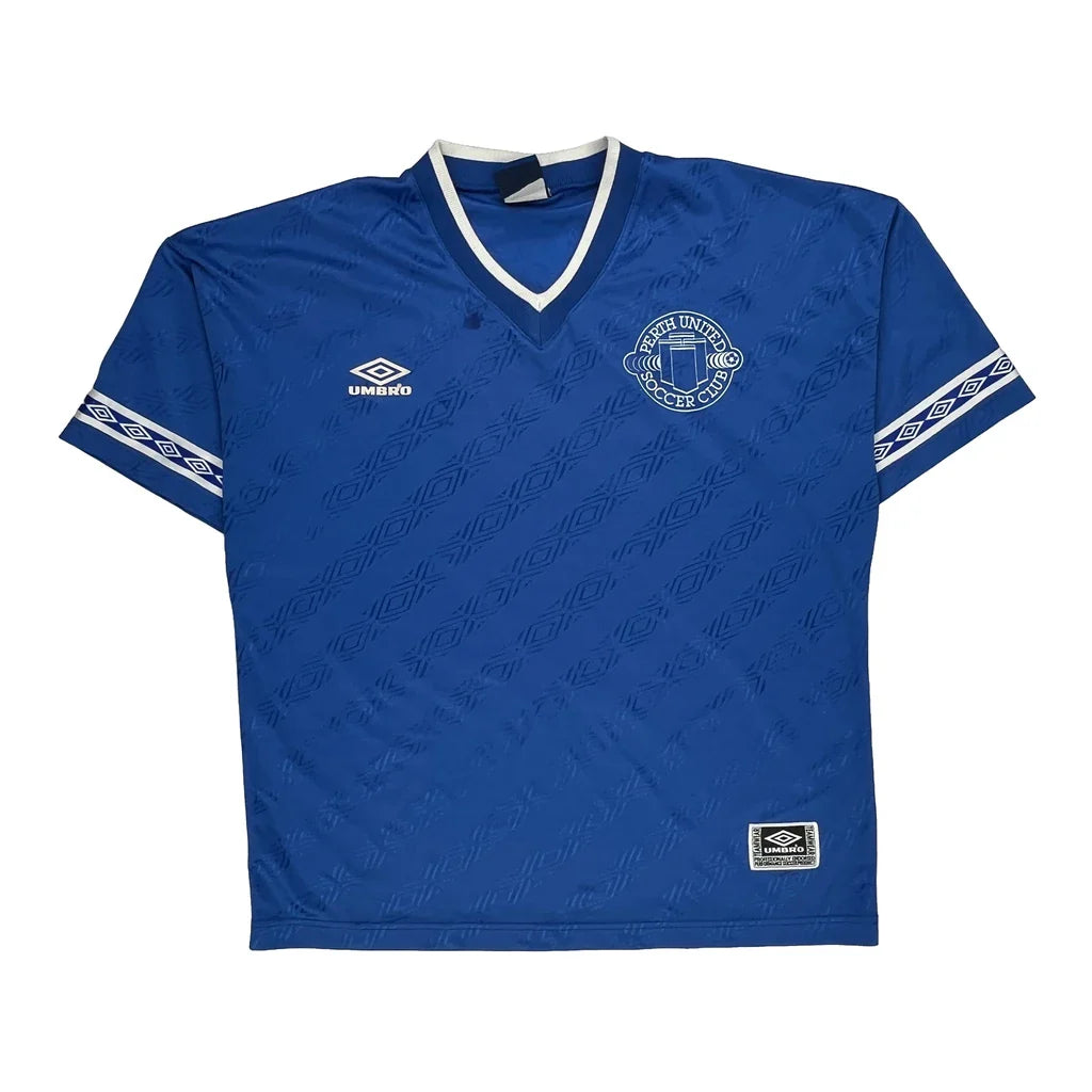Perth United Umbro Football Football Shirt - Large Blue Polyester Refurbished - Thrifted (note: this is a term often used to describe second- refurbished available on Cerqular