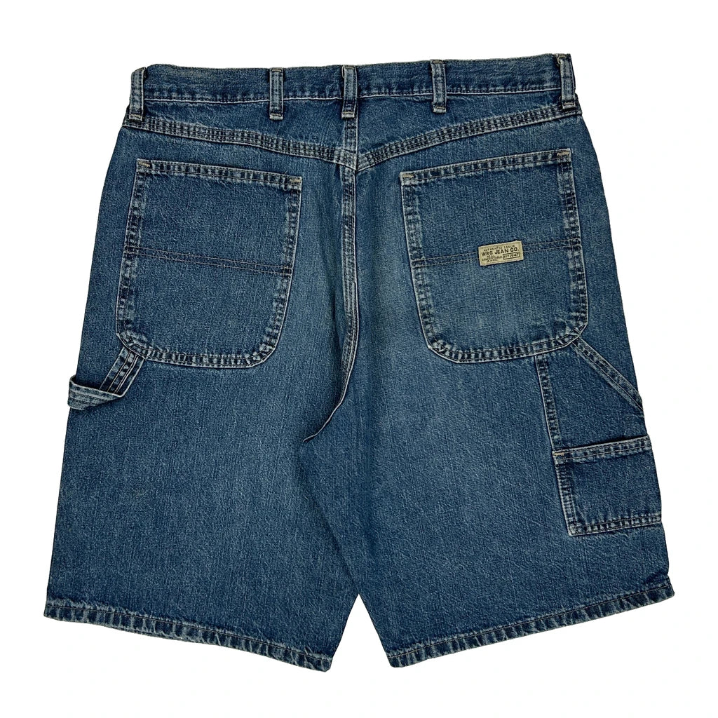 Wrangler Cargo Denim Shorts - 34W 9L Blue Denim Refurbished - Thrifted (note: this is a term often used to describe second- refurbished available on Cerqular