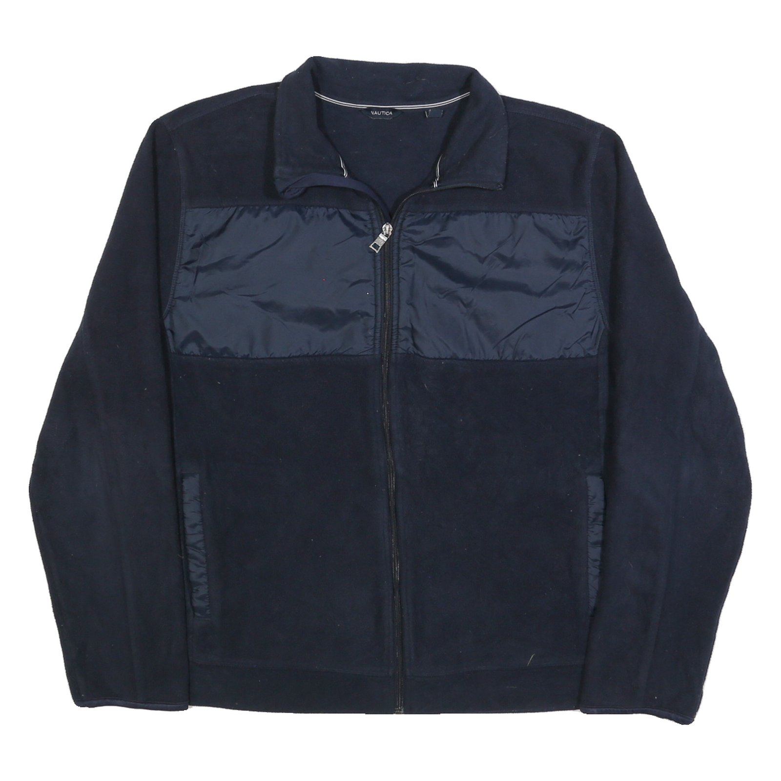 NAUTICA Mens Navy Blue Fleece Zip Jacket L Warm Casual Outdoor Refurbished - N/A refurbished available on Cerqular