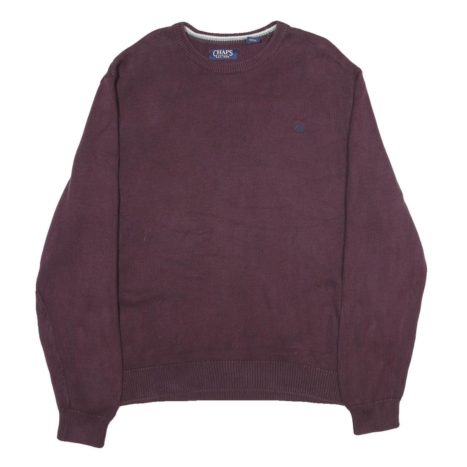 CHAPS Mens Maroon Plain Cotton Jumper Crew Neck Basic Knit 2XL Classic Refurbished - N/A refurbished available on Cerqular