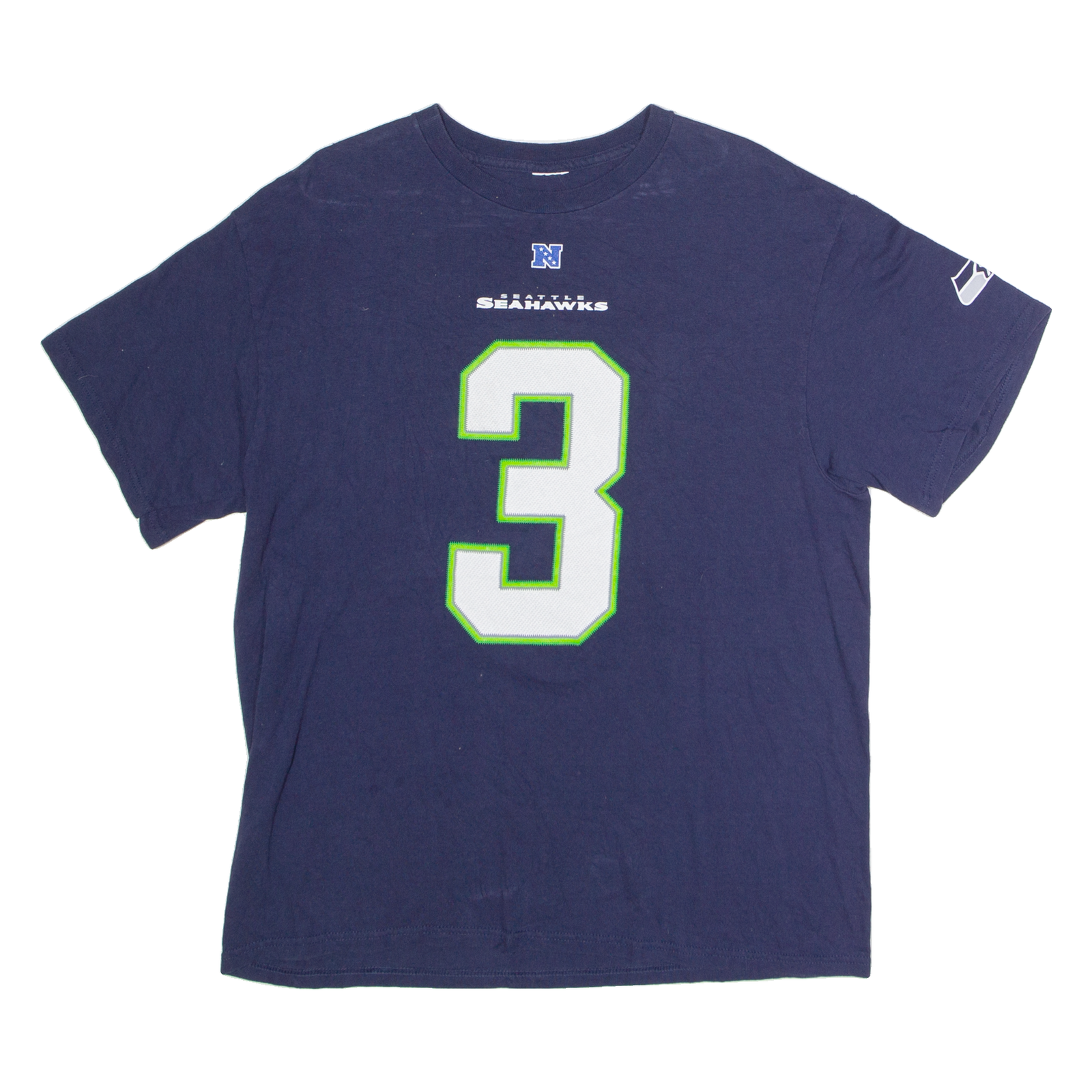 Seattle Seahawks #3 Wilson Mens T-Shirt Blue USA Crew Neck L Refurbished - N/A refurbished available on Cerqular