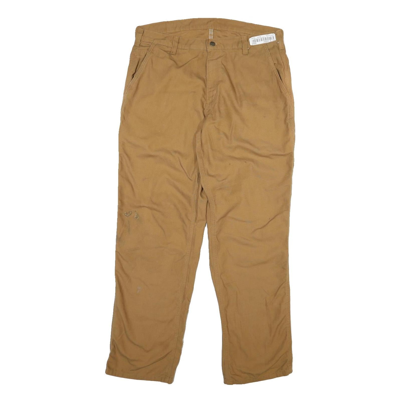 CARHARTT Mens Cotton Blend Beige Regular Fit Straight Leg Trousers W36 L32 Refurbished - N/A refurbished available on Cerqular