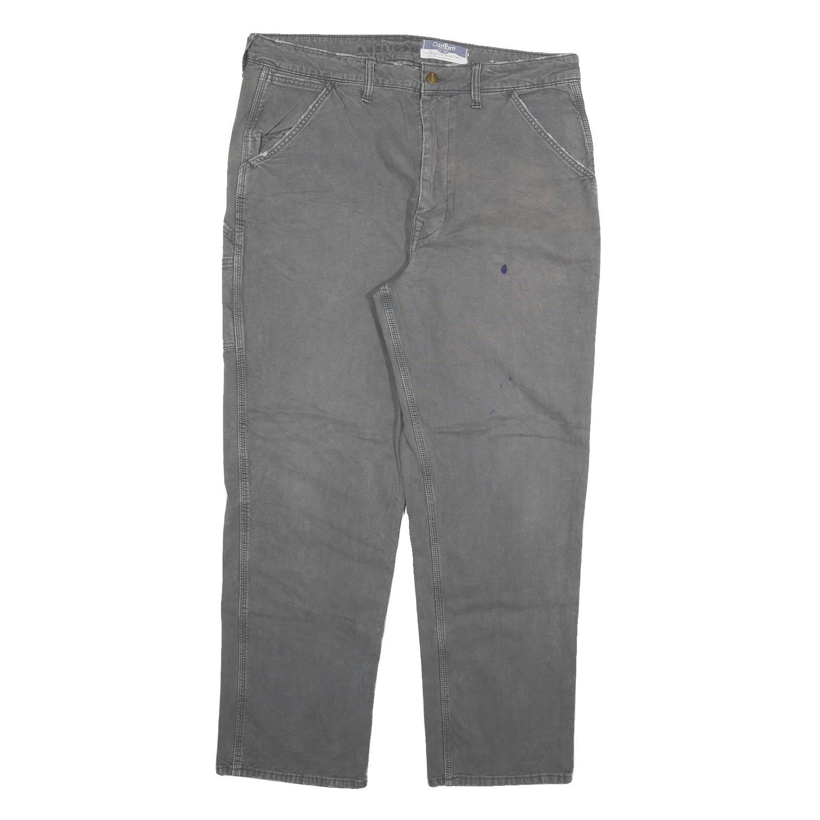 CARHARTT Mens Relaxed Grey Cotton Blend Denim Jeans W37 L30 Workwear Zip Closure Refurbished - N/A refurbished available on Cerqular