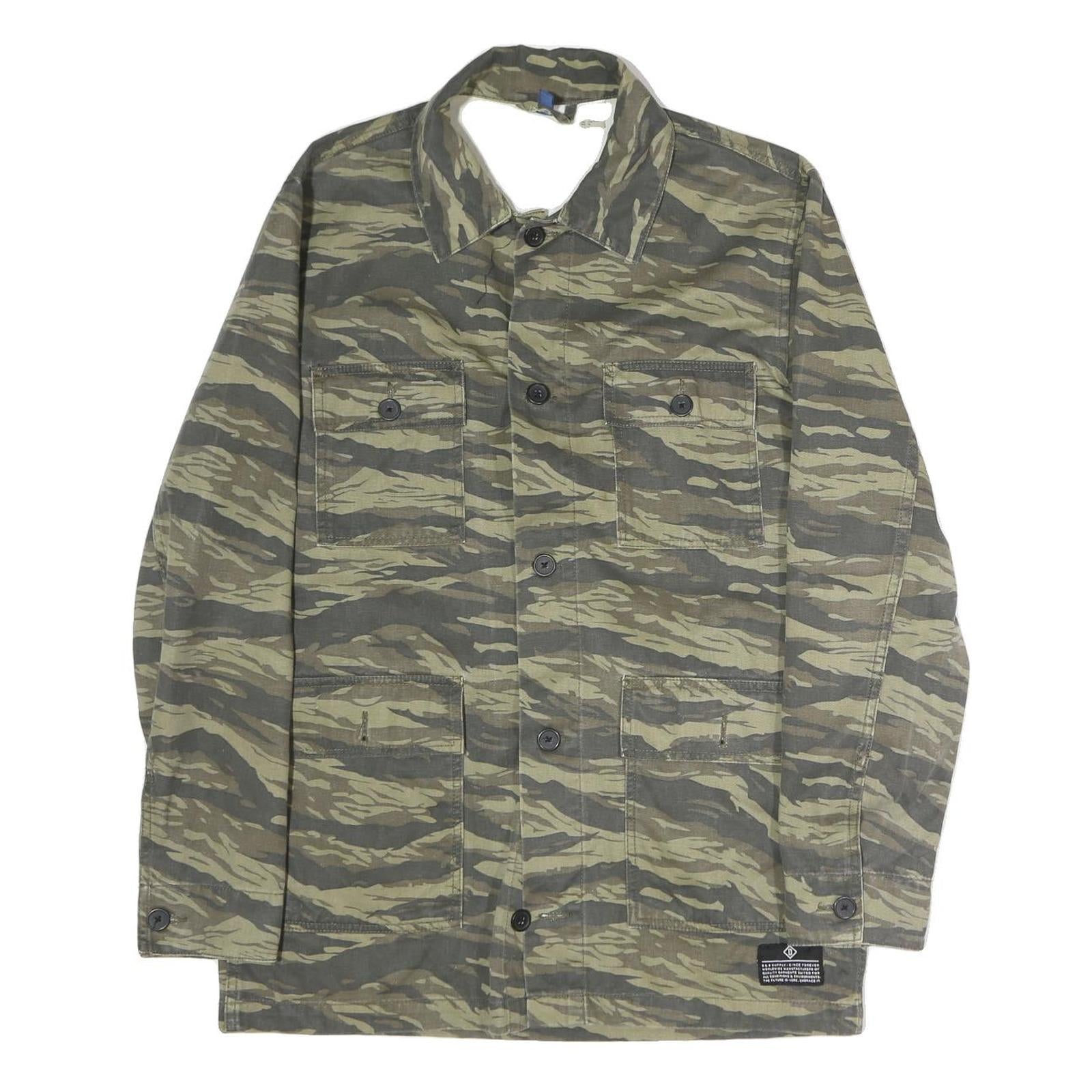 H&M Mens Green Camouflage Button Jacket M Cotton Military Style Casual Refurbished - N/A refurbished available on Cerqular