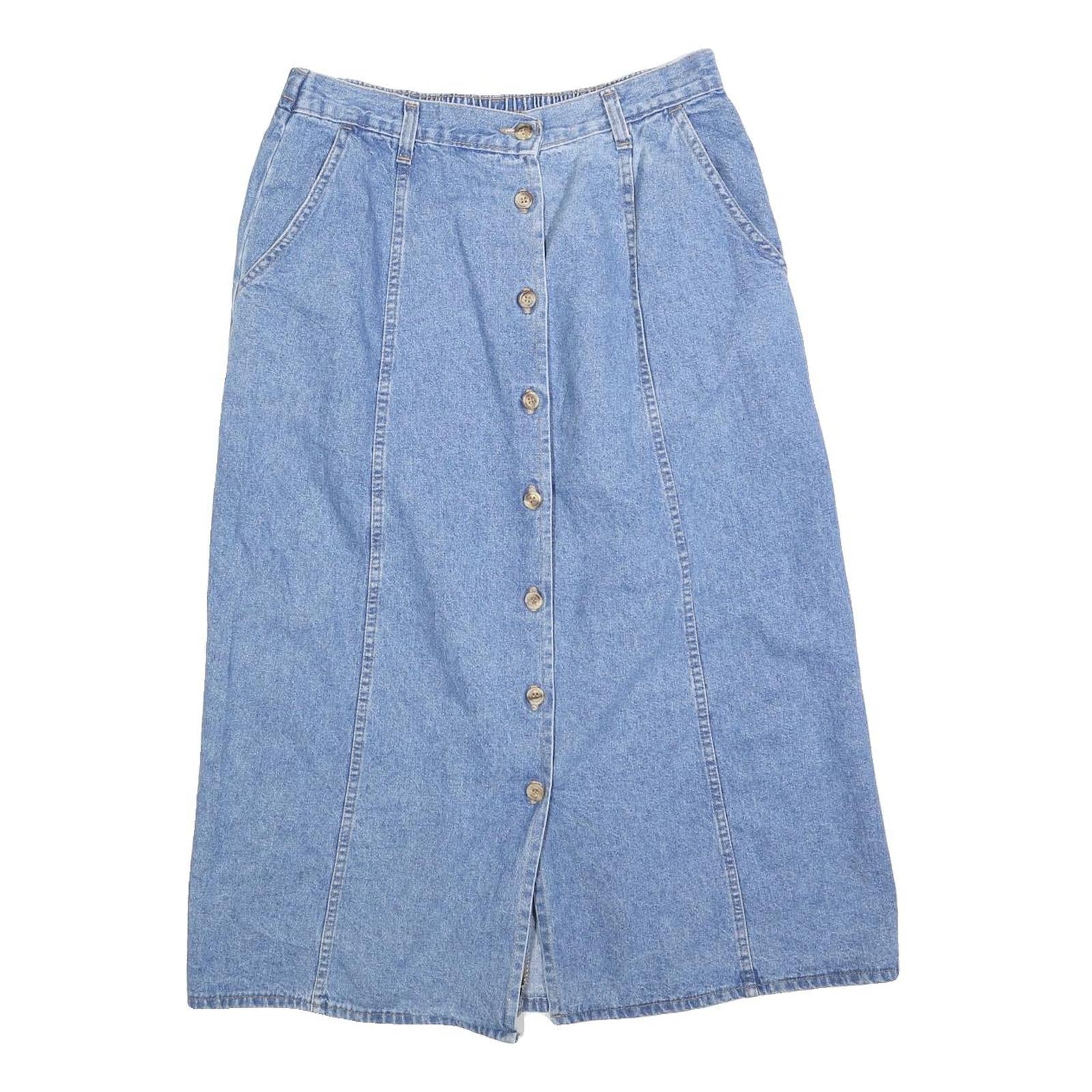 HUNT CLUB Womens Blue Denim Button Front Midi Skirt Cotton Blend Size M Casual Refurbished - N/A refurbished available on Cerqular