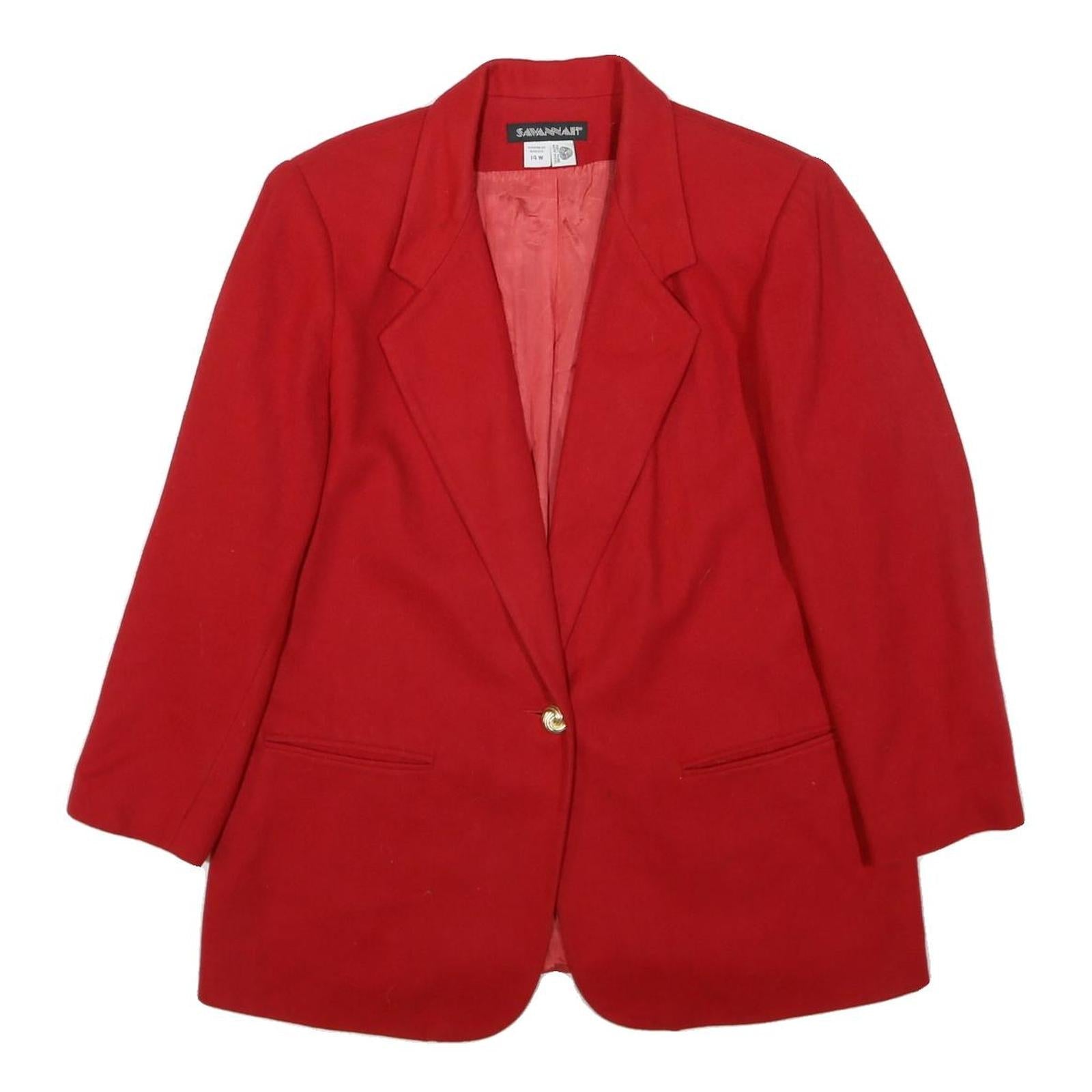 SAVANNAH Womens Red Wool Classic Jacket UK 18 Button Closure Plain Stylish Refurbished - N/A refurbished available on Cerqular