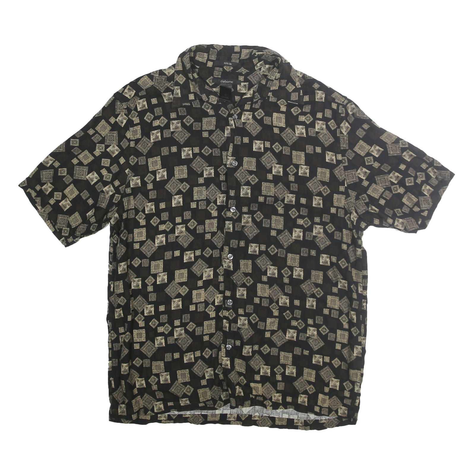 CLAIBORNE Mens Black Beige Patterned Silk Shirt M Stylish Comfortable Refurbished - N/A refurbished available on Cerqular