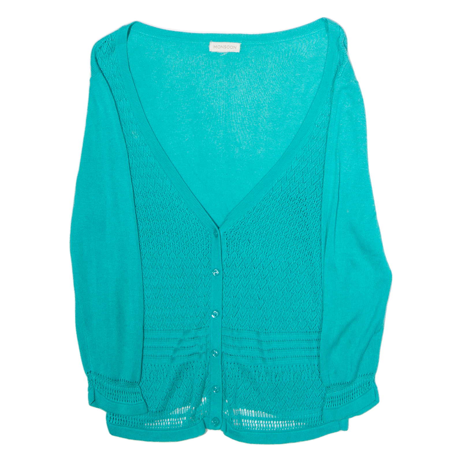 MONSOON Womens Cardigan Green V-Neck Tight Knit M Refurbished - N/A refurbished available on Cerqular