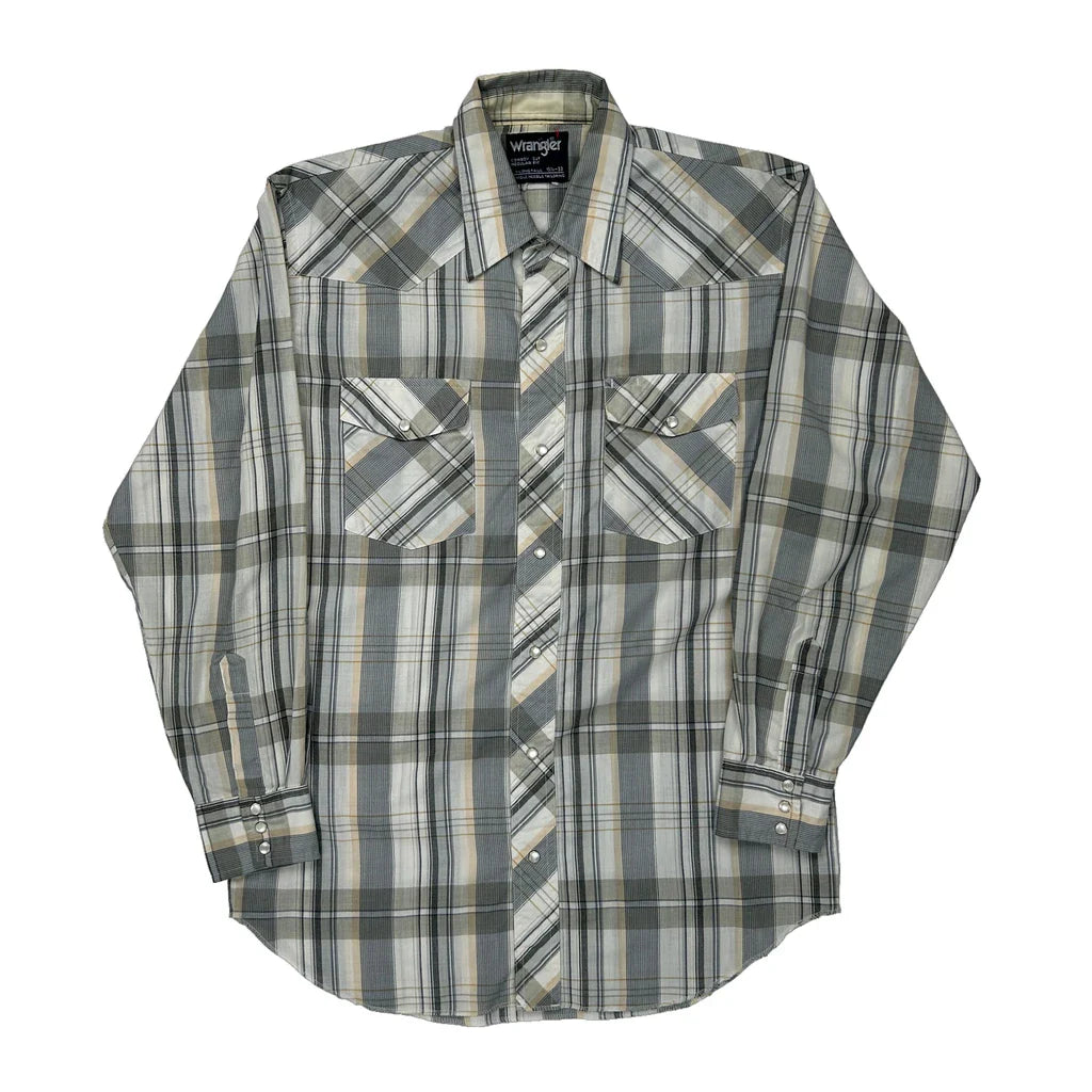 Wrangler Checked Shirt - Medium Beige Cotton Refurbished - Thrifted (note: this is a term often used to describe second- refurbished available on Cerqular