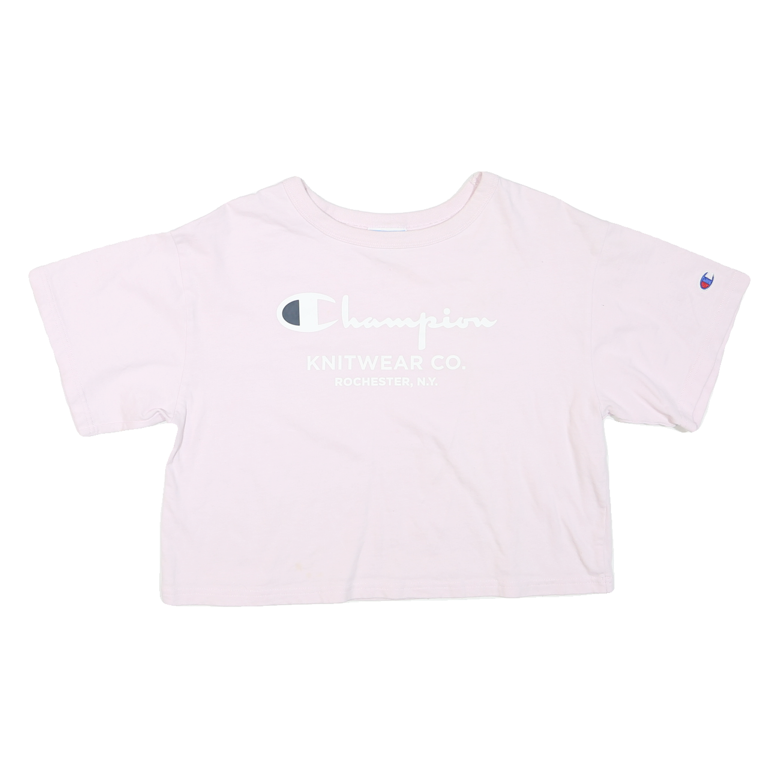 CHAMPION Womens Pink Crop T-Shirt M Short Sleeve Crew Neck Logo Graphic Refurbished - N/A refurbished available on Cerqular