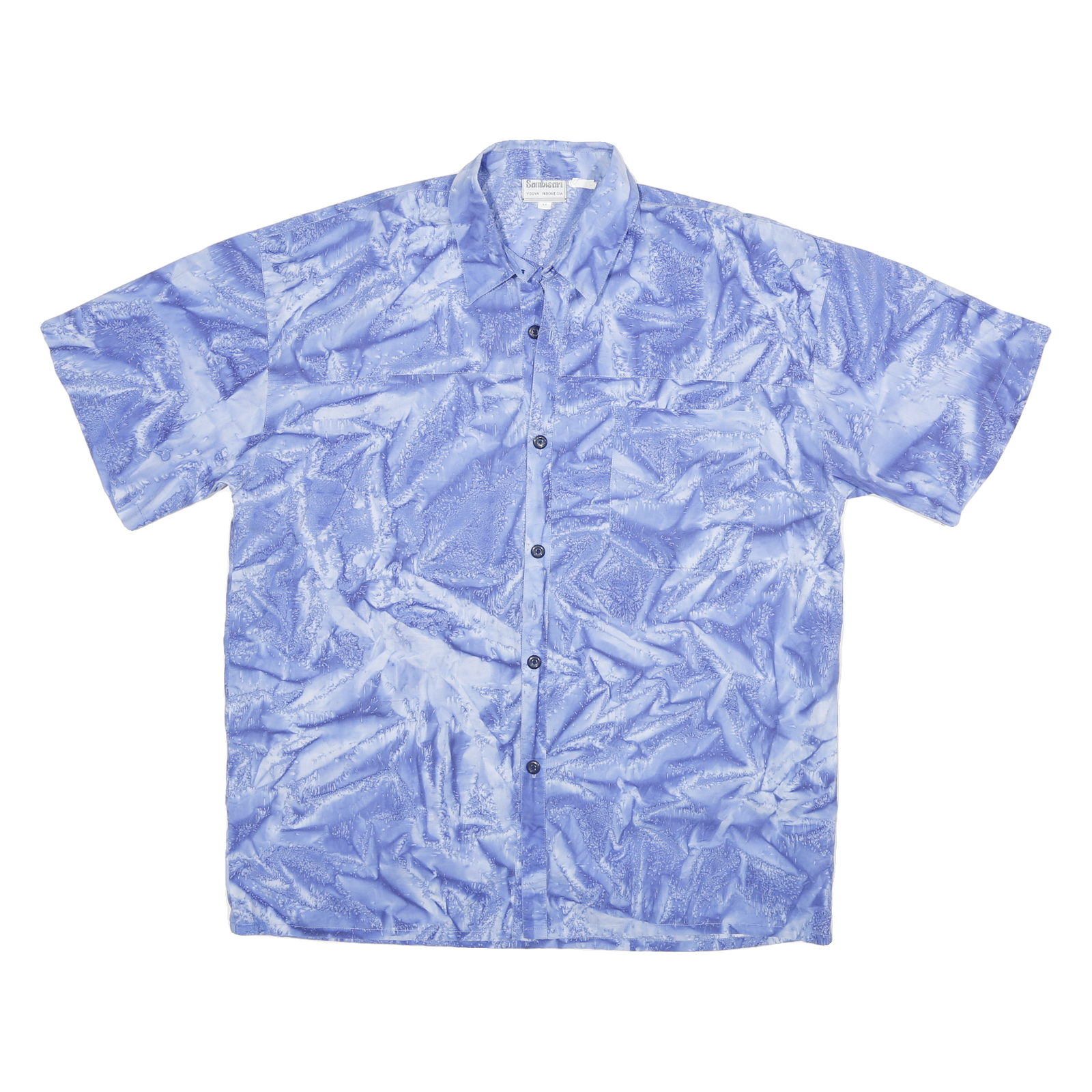 SAMBISAM Mens Blue Short Sleeve Shirt L Polyester Blend Casual Lightweight Refurbished - N/A refurbished available on Cerqular