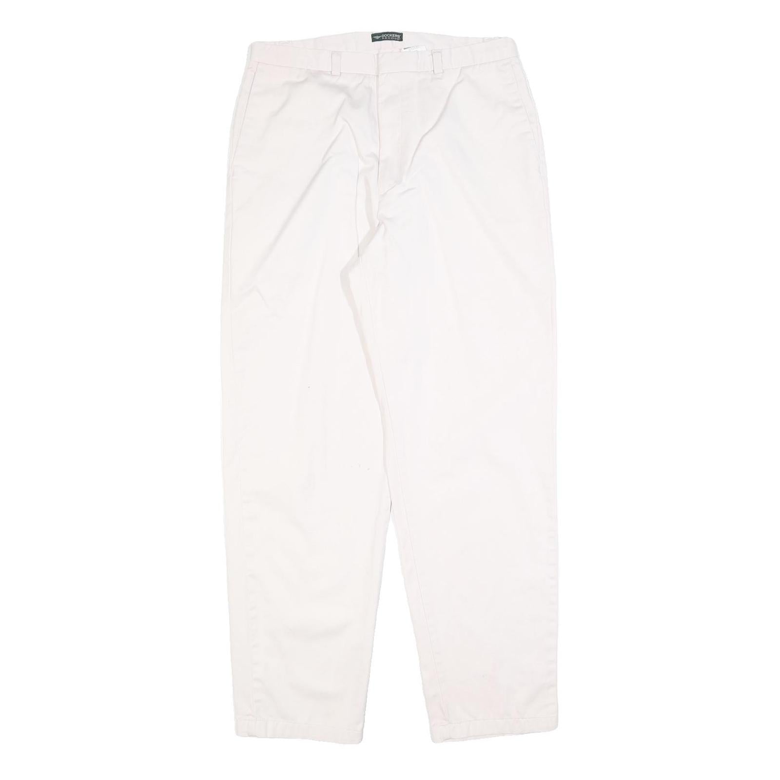 DOCKERS Womens White Regular Fit Straight Cotton Blend Trousers W32 L30 Refurbished - N/A refurbished available on Cerqular