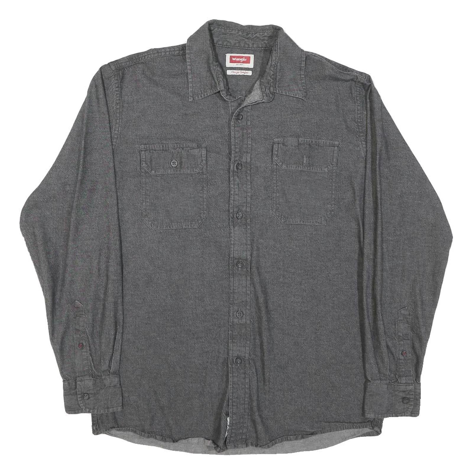WRANGLER Mens Grey Cotton Blend Shirt M Casual Long Sleeve Button Closure Refurbished - N/A refurbished available on Cerqular