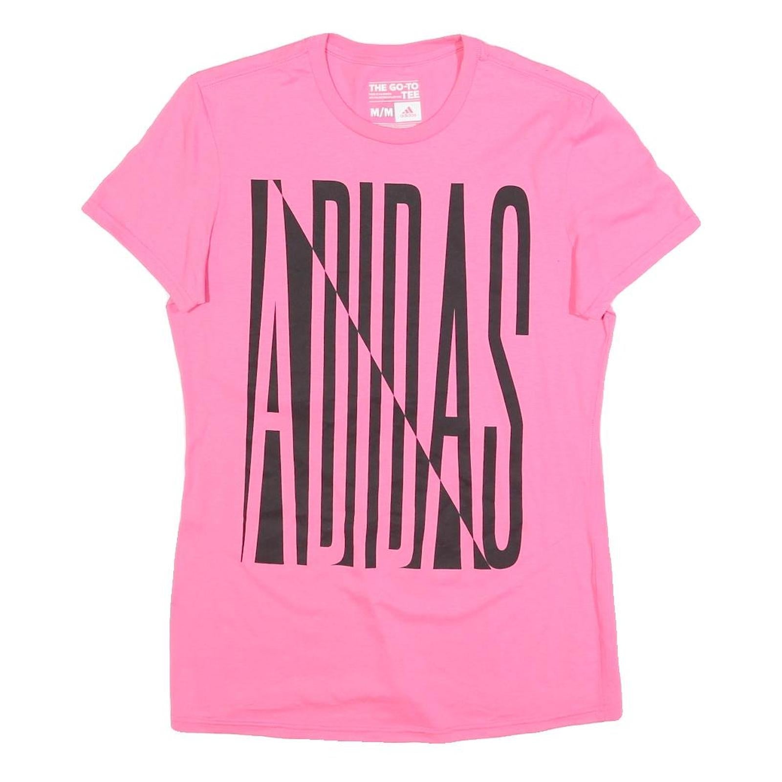 ADIDAS Womens Pink Graphic T-Shirt M Short Sleeve Crew Neck Cotton Blend Refurbished - N/A refurbished available on Cerqular