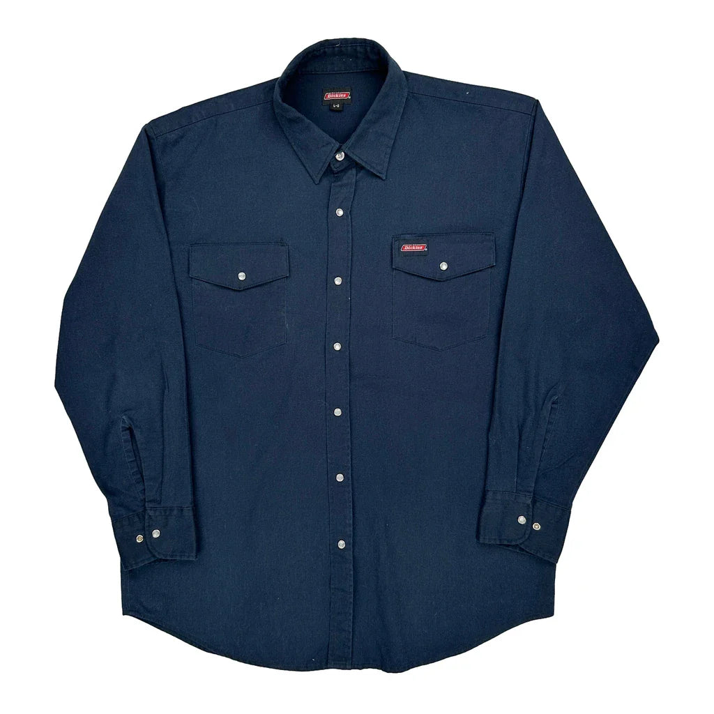 Buy Dickies Shirt - Large Navy Cotton Refurbished - $40.19 Dickies Shirt - Large Navy Cotton Refurbished - Thrifted (note: this is a term often used to describe second- refurbished available on Cerqular