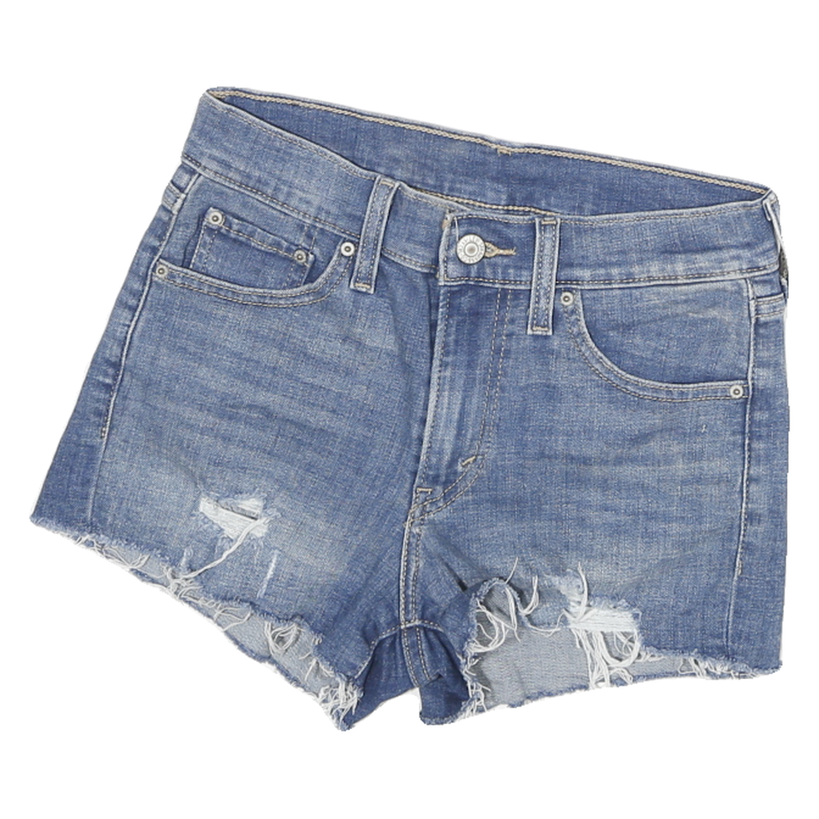 LEVI'S Womens Denim Blue Casual Cut-Off XS W24 Distressed Short Shorts Refurbished - N/A refurbished available on Cerqular