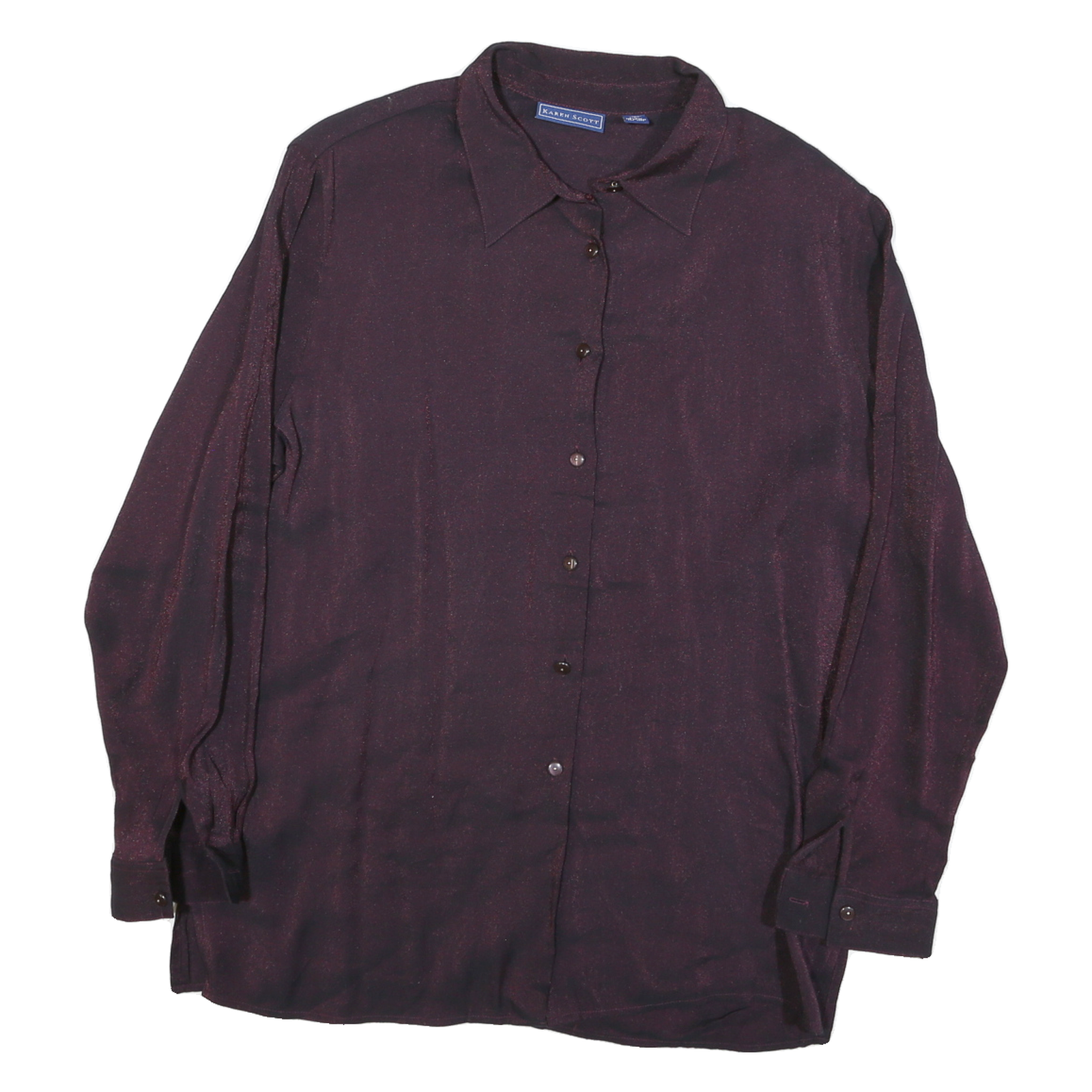 KAREN SCOTT Womens Purple Shirt L Button Long Sleeve Classic Fit Elegant Refurbished - N/A refurbished available on Cerqular