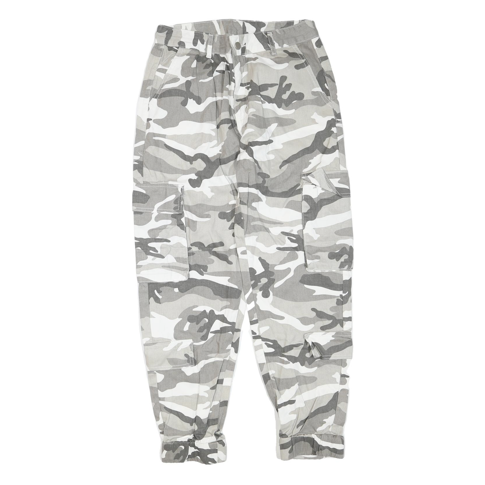 Grey White Mens Cotton Blend Regular Cargo Trousers W30 L28 Zip Casual Workwear Refurbished - N/A refurbished available on Cerqular
