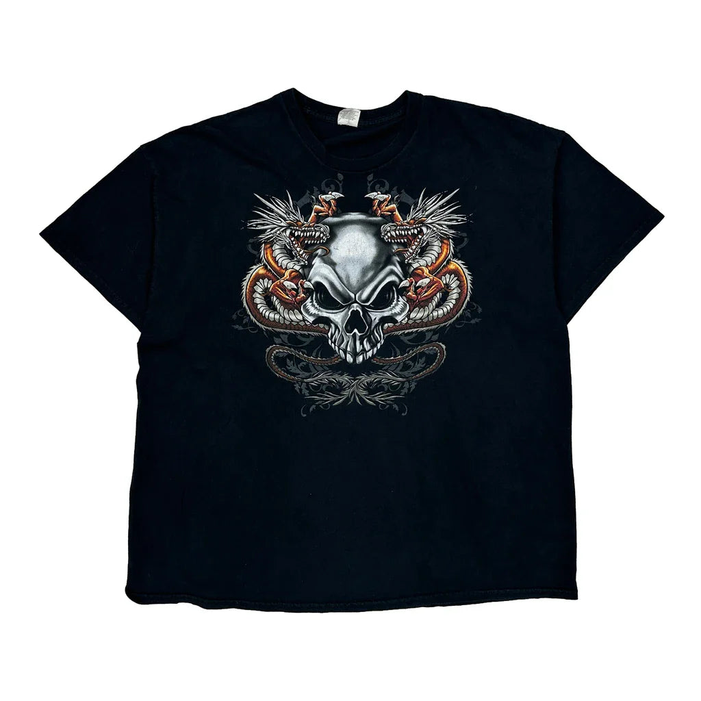 Unbranded Graphic T-Shirt - XL Black Cotton Refurbished - Thrifted (note: this is a term often used to describe second- refurbished available on Cerqular
