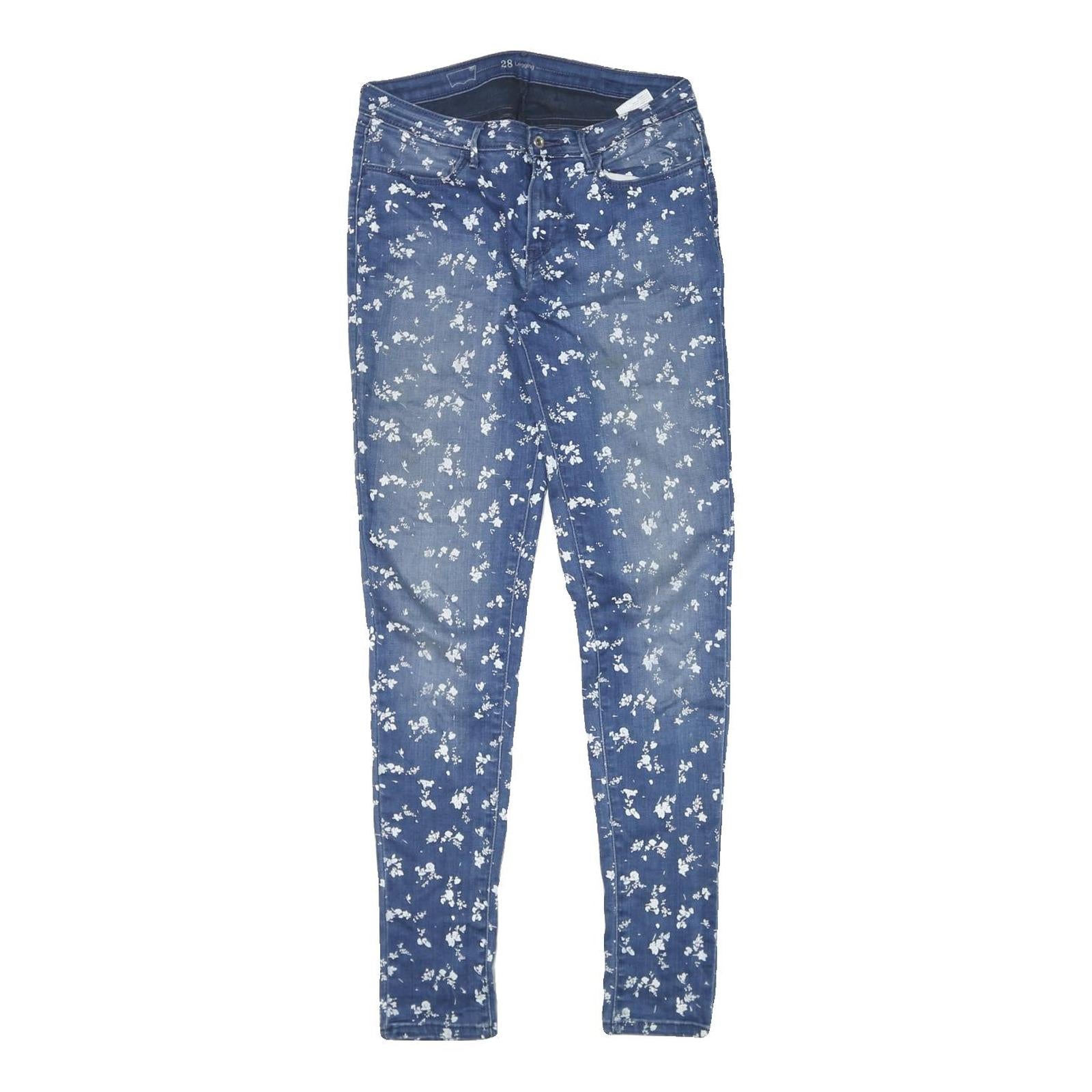 LEVI'S Womens Slim Blue Denim Floral Print Jeans W28 L31 Printed Cotton Blend Refurbished - N/A refurbished available on Cerqular