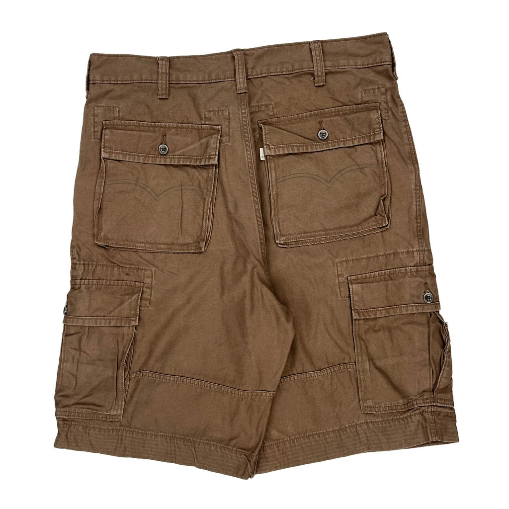 Levis Cargo Shorts - 34W 11L Brown Cotton Refurbished - Thrifted (note: this is a term often used to describe second- refurbished available on Cerqular