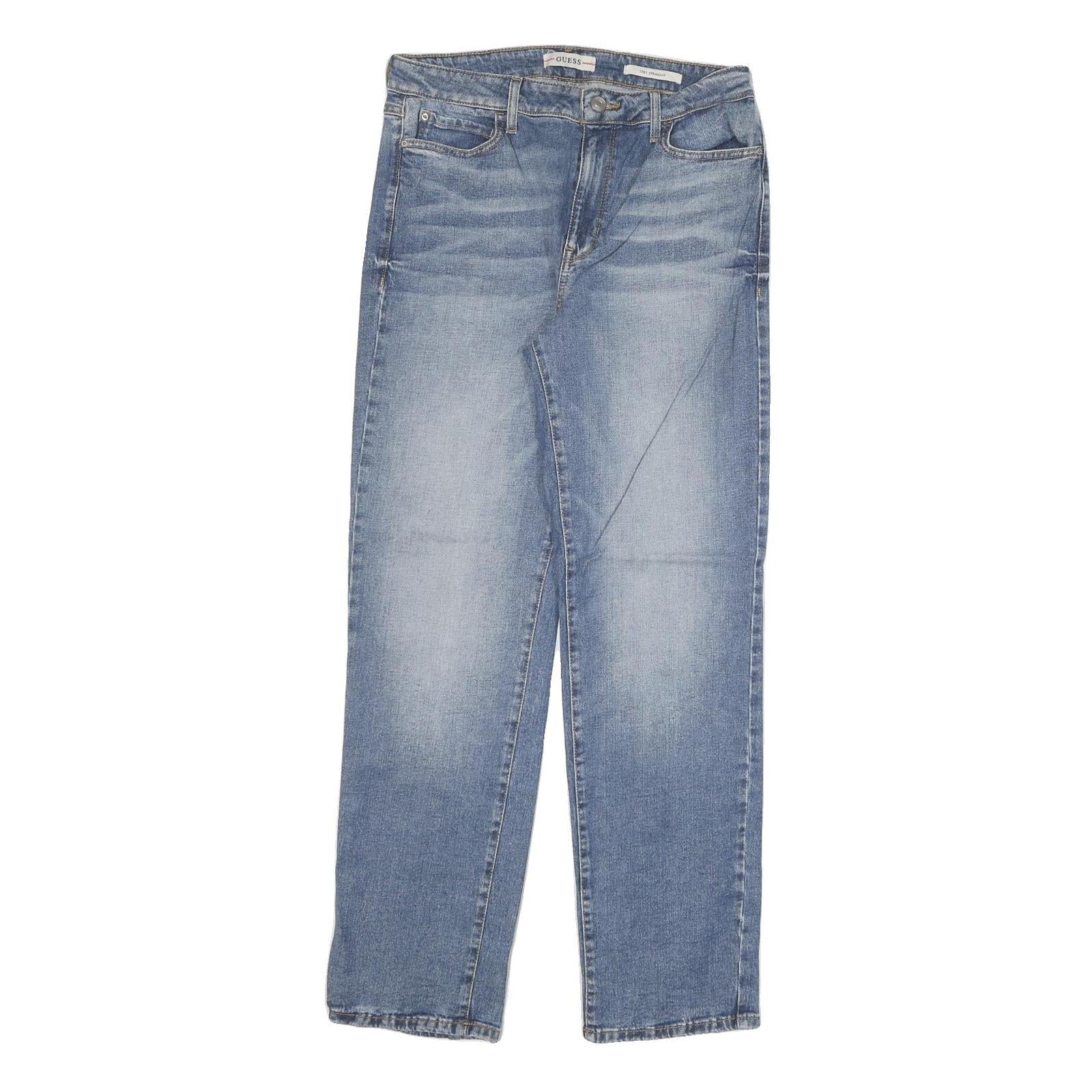 GUESS Womens Regular Fit Straight Leg Denim Blue Cotton Blend Jeans W30 L30 Refurbished - N/A refurbished available on Cerqular