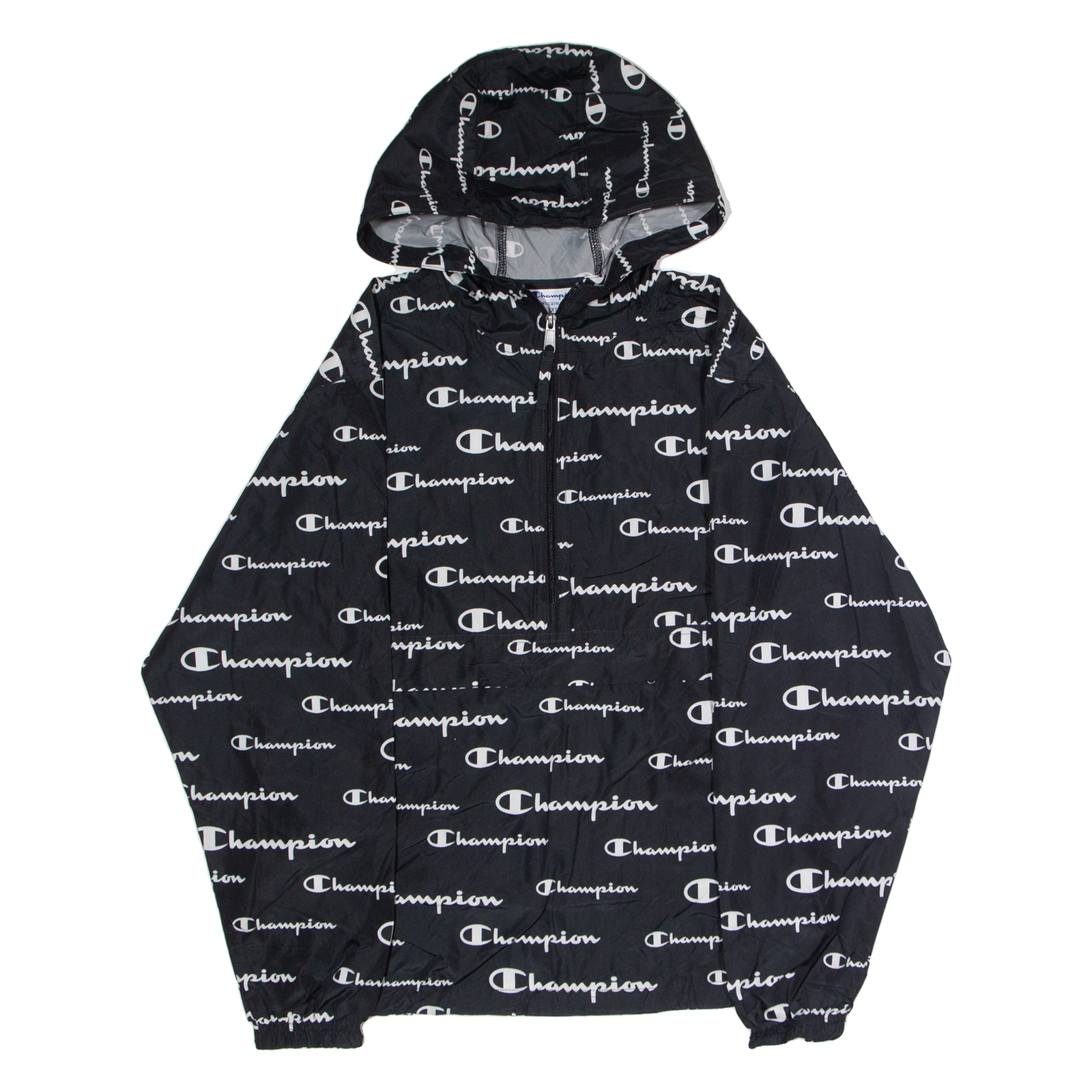 CHAMPION Mens Pullover Jacket Black Hooded Crazy Pattern XS Refurbished - N/A refurbished available on Cerqular