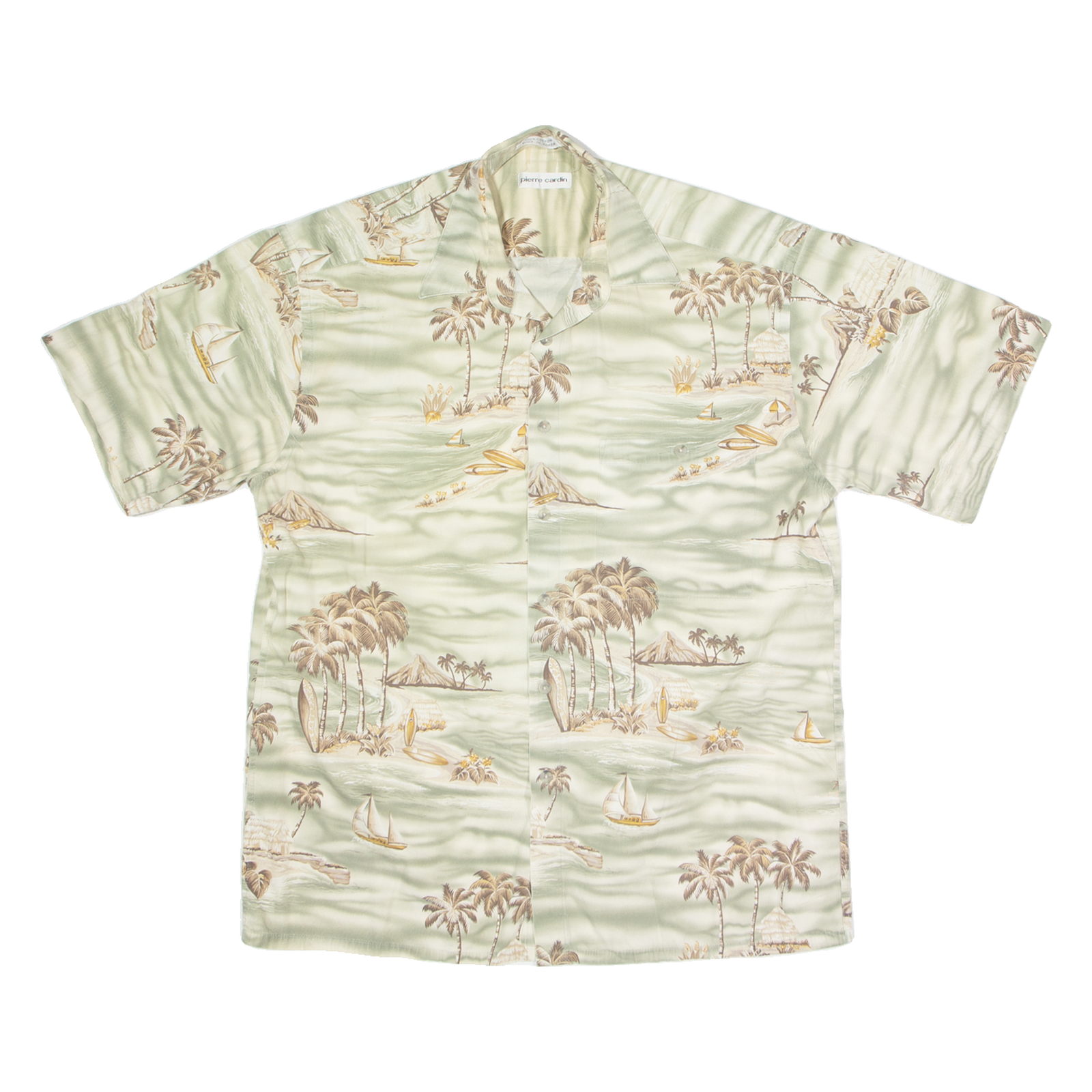 PIERRE CARDIN Ocean Mens Hawaiian Shirt Green Crazy Pattern L Refurbished - N/A refurbished available on Cerqular
