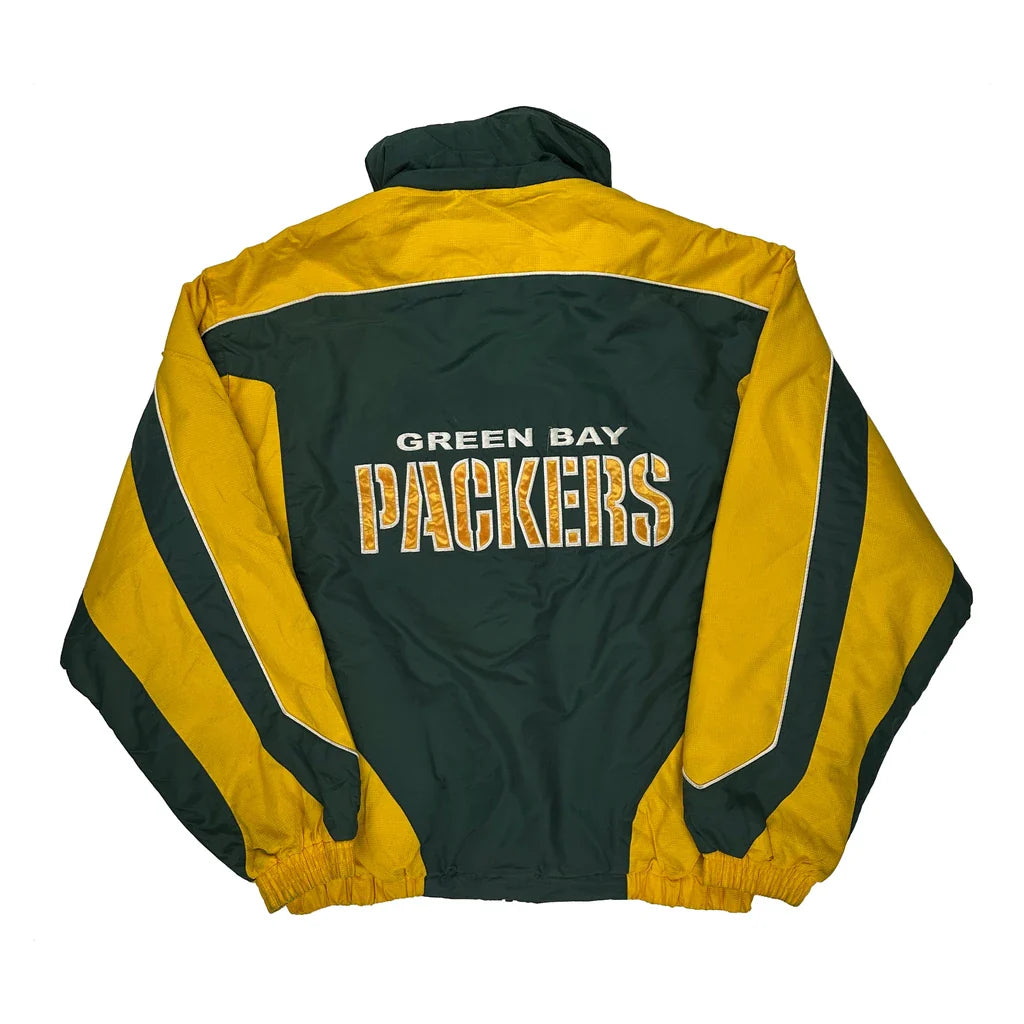 Green Bay Packers Nfl Jacket - Large Green Polyester Refurbished - Thrifted (note: this is a term often used to describe second- refurbished available on Cerqular