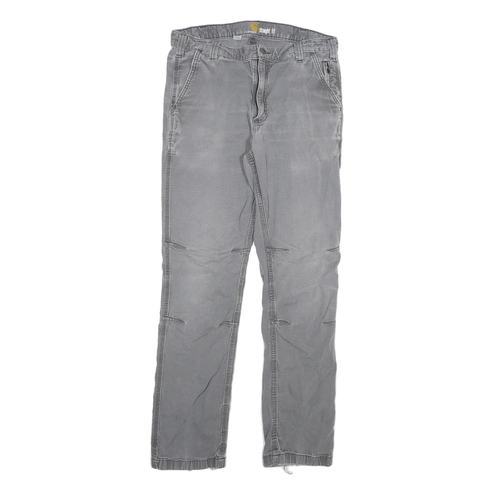 CARHARTT Mens Cotton Blend Grey Regular Straight Fit Trousers W32 L31 Workwear Refurbished - N/A refurbished available on Cerqular