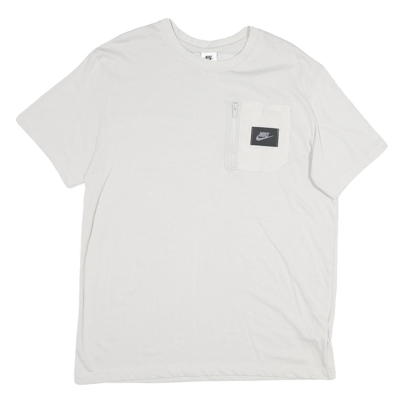 NIKE Mens White L Cotton Blend T-Shirt Short Sleeve Crew Neck Pocket Sports Refurbished - N/A refurbished available on Cerqular