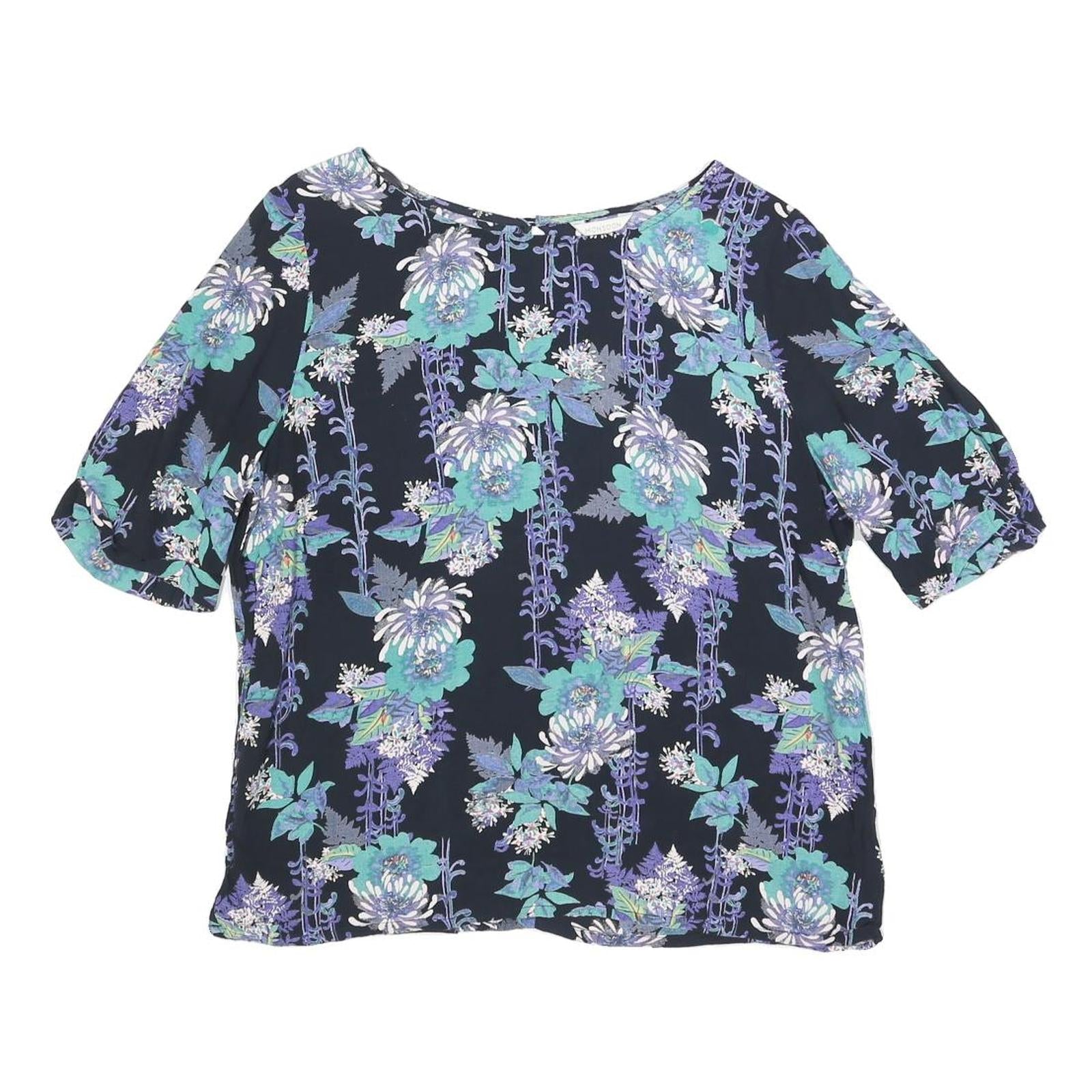 MONSOON Womens Blue Printed Blouse Short Sleeve Round Neck Floral UK 12 Refurbished - N/A refurbished available on Cerqular