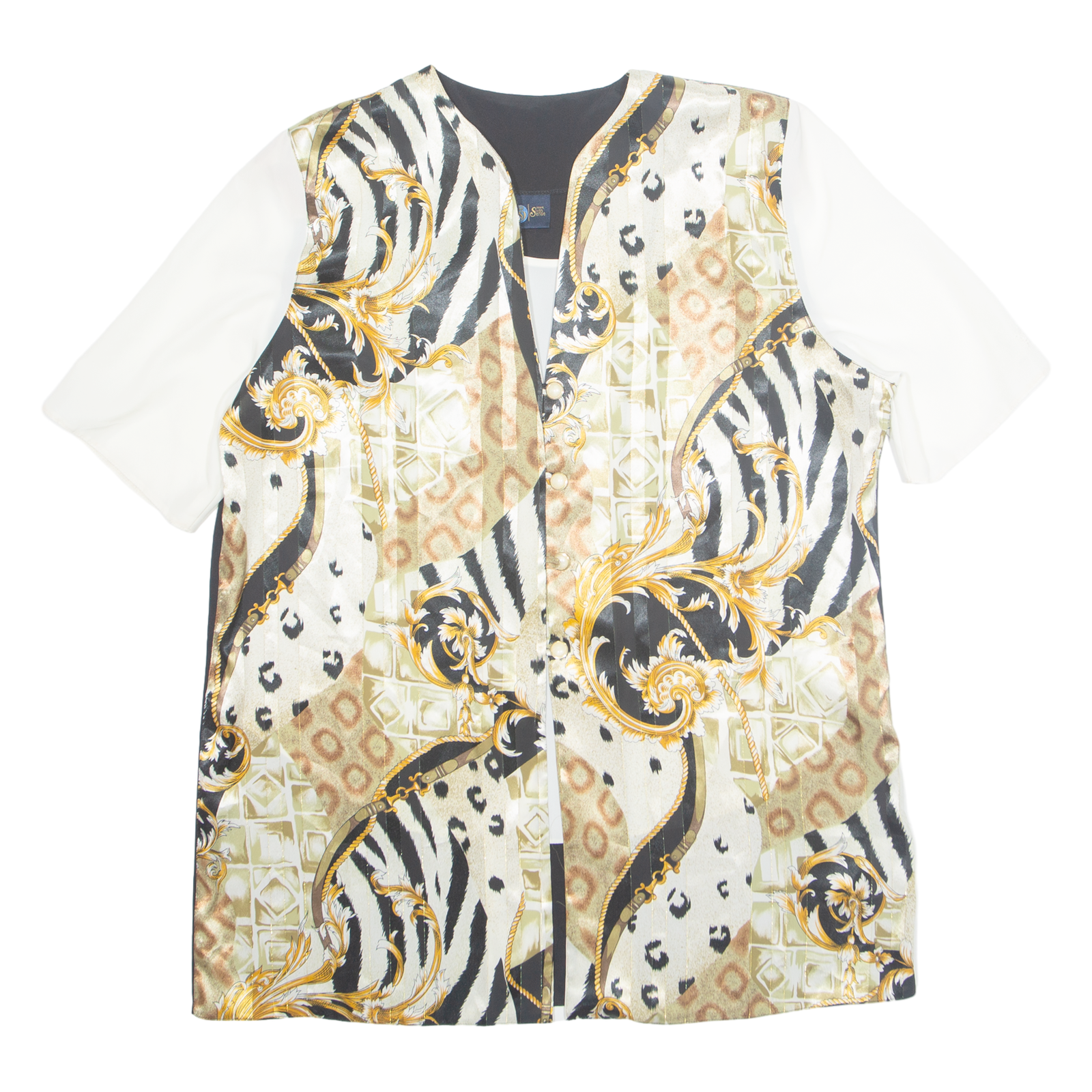 YOUR SIXTH SENSE Womens Printed Blouse Cream 90s Crazy Pattern UK 18 Refurbished - N/A refurbished available on Cerqular