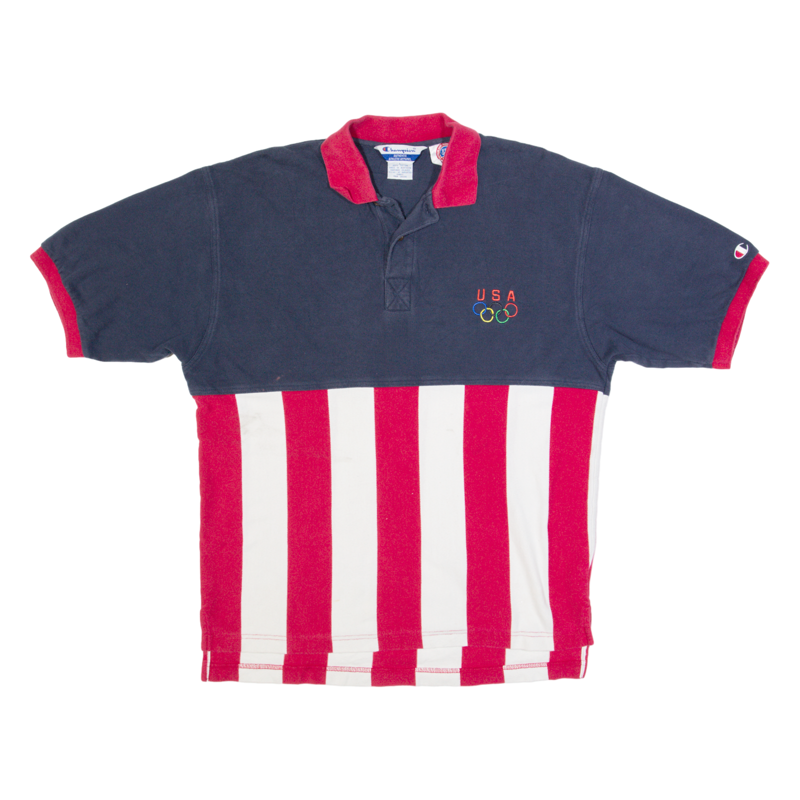 CHAMPION USA Olympics Mens Polo Shirt Blue 90s L Refurbished - N/A refurbished available on Cerqular