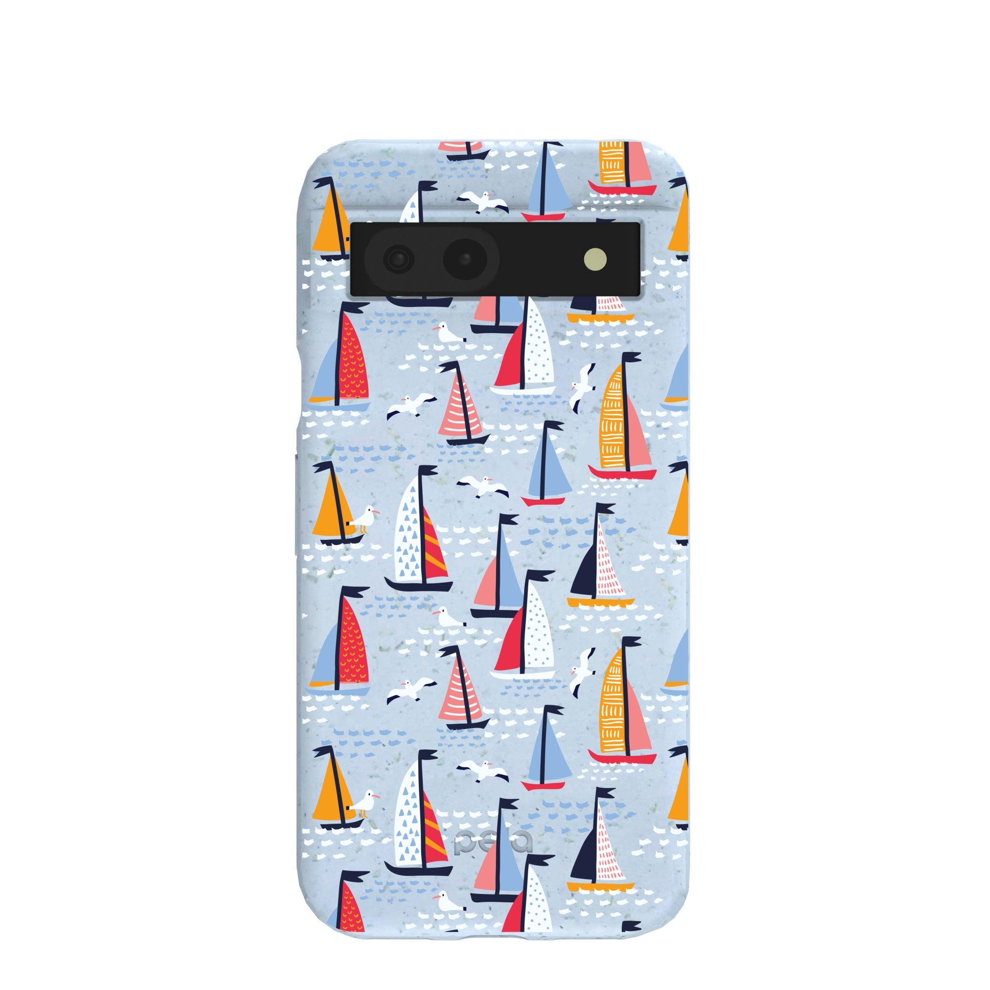 Powder Blue Sails and Seagulls Google Pixel 8a Case Refurbished - Pela Case refurbished available on Cerqular