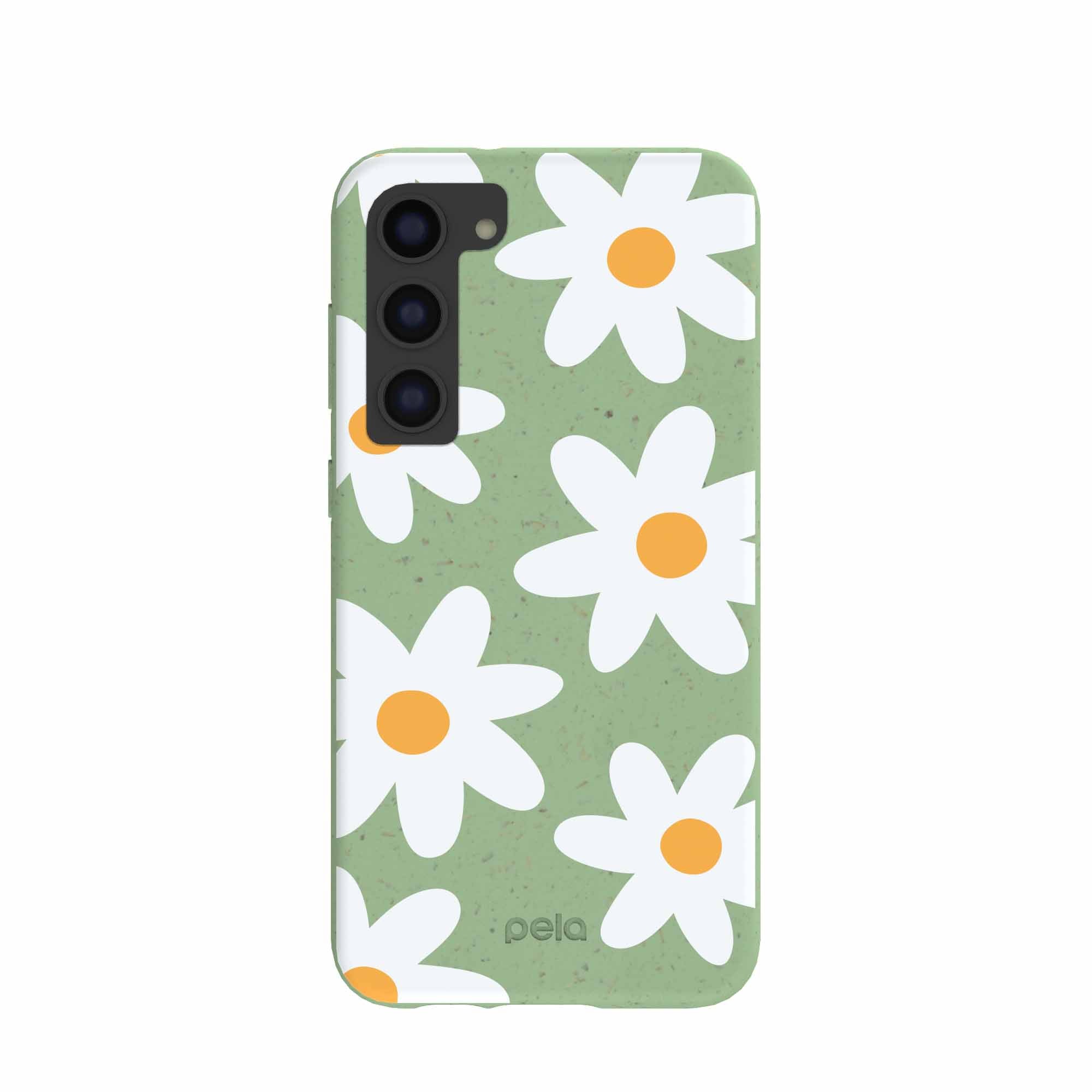Sage Green Daisy Samsung Galaxy S23+(Plus) Case Refurbished - Pela Case refurbished available on Cerqular