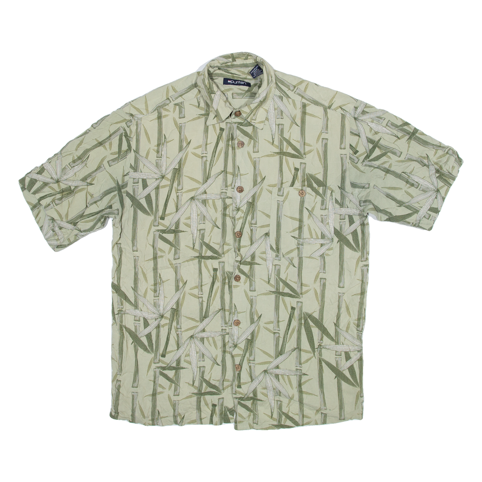 PURITAN Mens Hawaiian Shirt Green Floral M Refurbished - N/A refurbished available on Cerqular