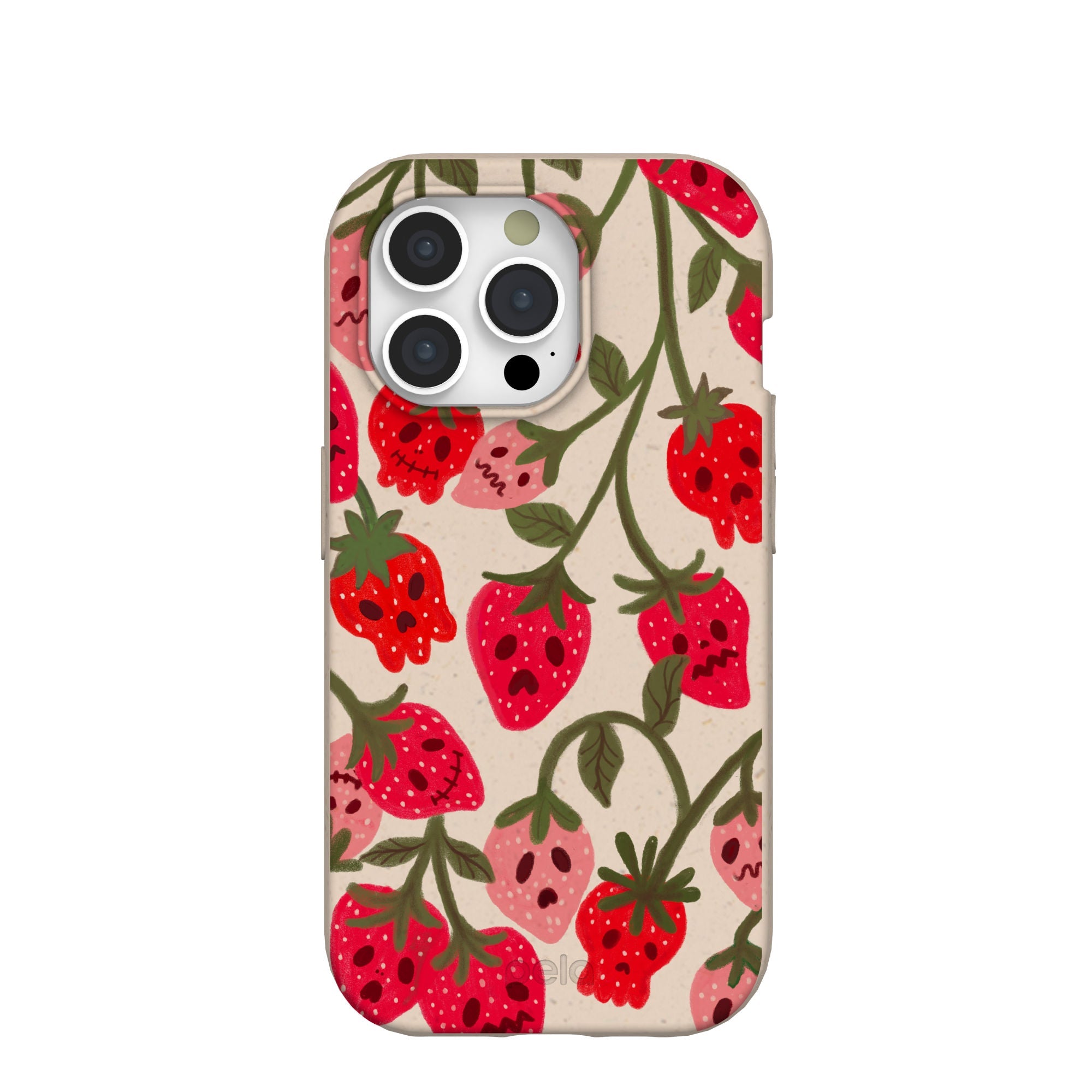 Seashell Strawboories iPhone 15 Pro Case Refurbished - Pela Case refurbished available on Cerqular