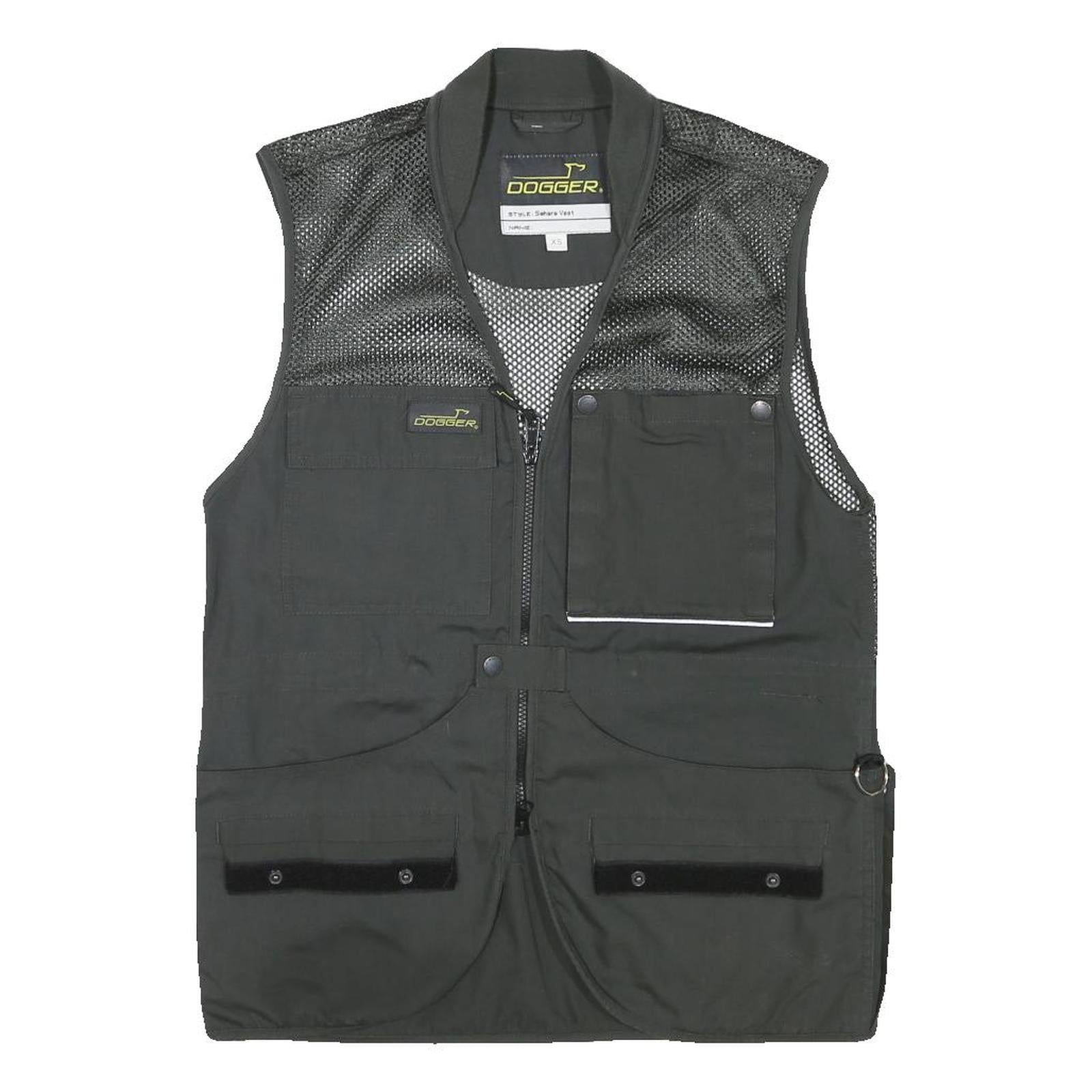 DOGGER Mens Black Safari Vest XS Polyester Blend Mesh Zip Outdoor Utility Jacket Refurbished - N/A refurbished available on Cerqular