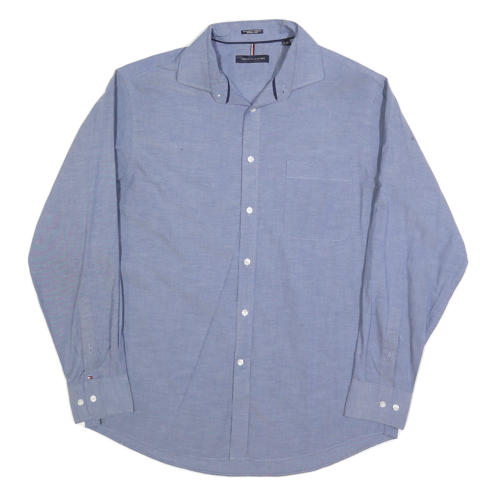 TOMMY HILFIGER Mens Blue Shirt L Cotton Blend Classic Button-Down Collar Long Refurbished - N/A refurbished available on Cerqular
