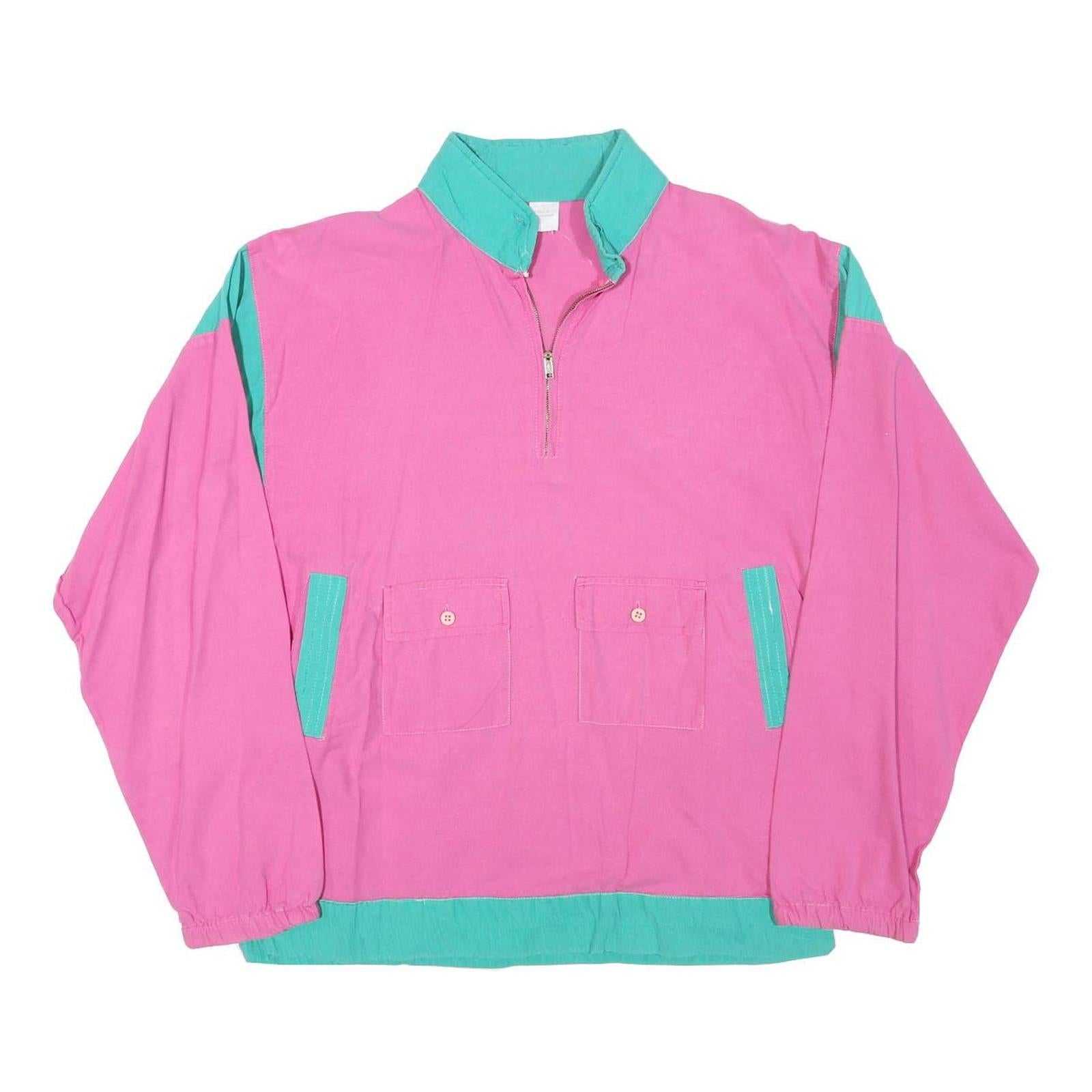 Womens Pink & Green Plain Cotton Blend Jacket S Zip Pockets Lightweight Casual Refurbished - N/A refurbished available on Cerqular