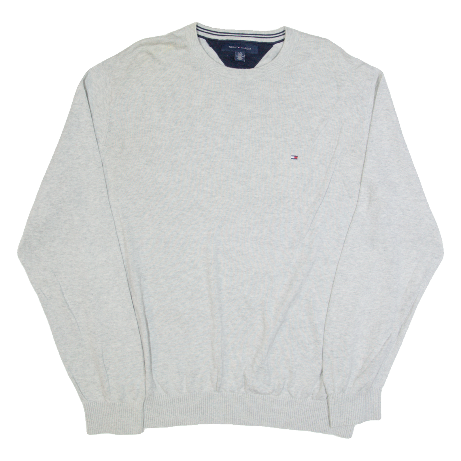 TOMMY HILFIGER Mens Jumper Grey Tight Knit L Refurbished - N/A refurbished available on Cerqular
