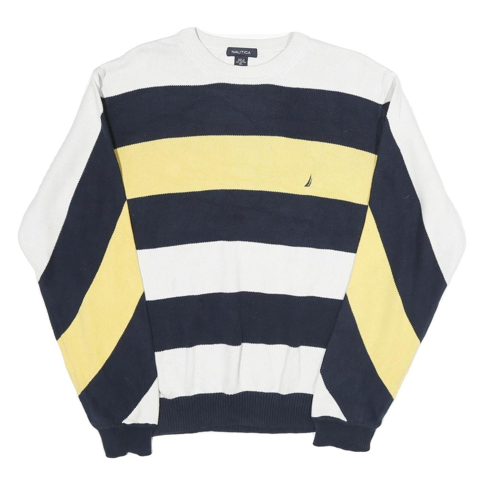 Buy NAUTICA Mens Navy & Yellow Patterned Cotton Crew Neck Basic Knit XL Jumper Refurbished - $28.59 NAUTICA Mens Navy & Yellow Patterned Cotton Crew Neck Basic Knit XL Jumper Refurbished - N/A refurbished available on Cerqular